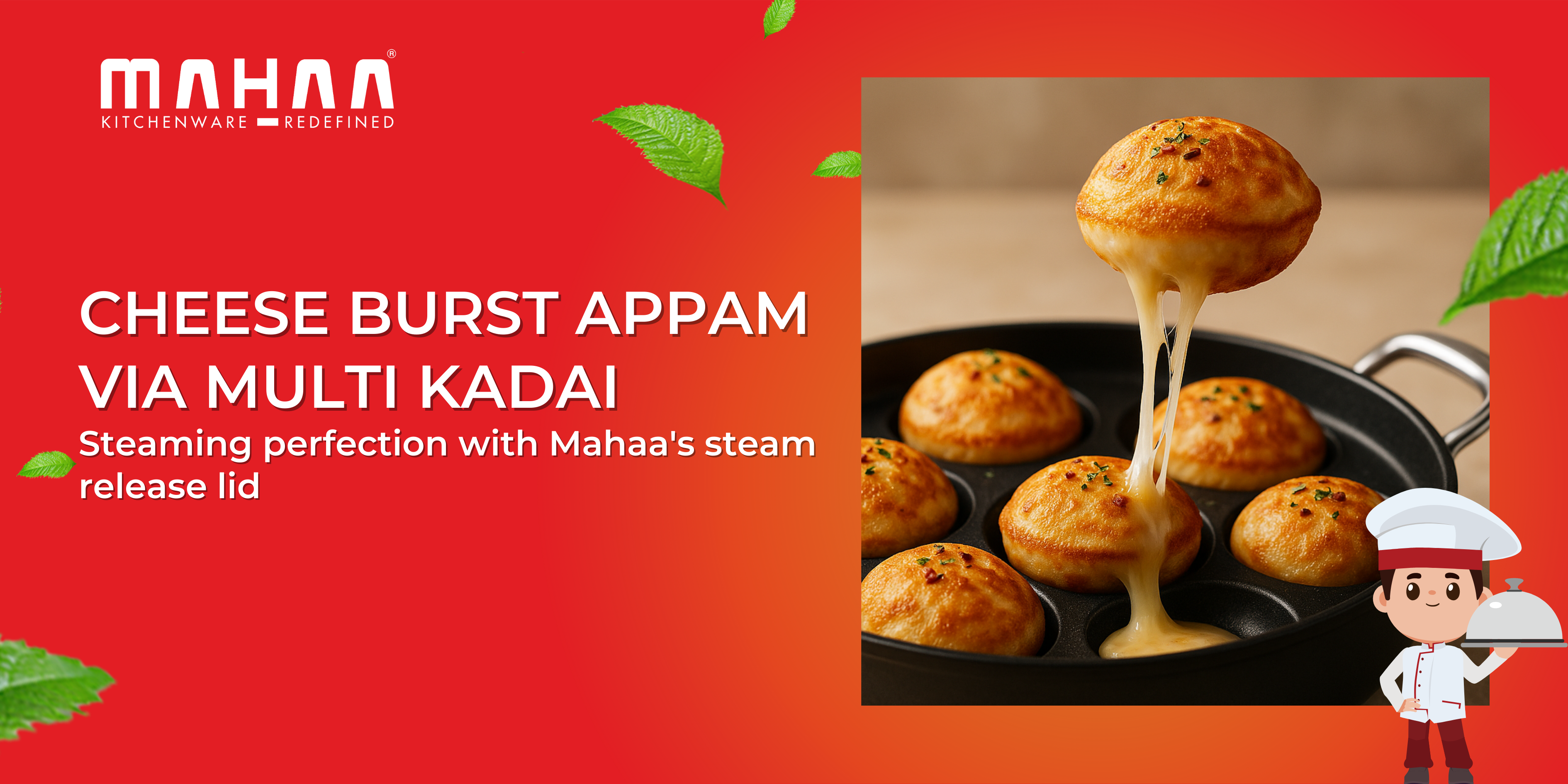 Cheese Burst Appam via Mahaa Multi Kadai