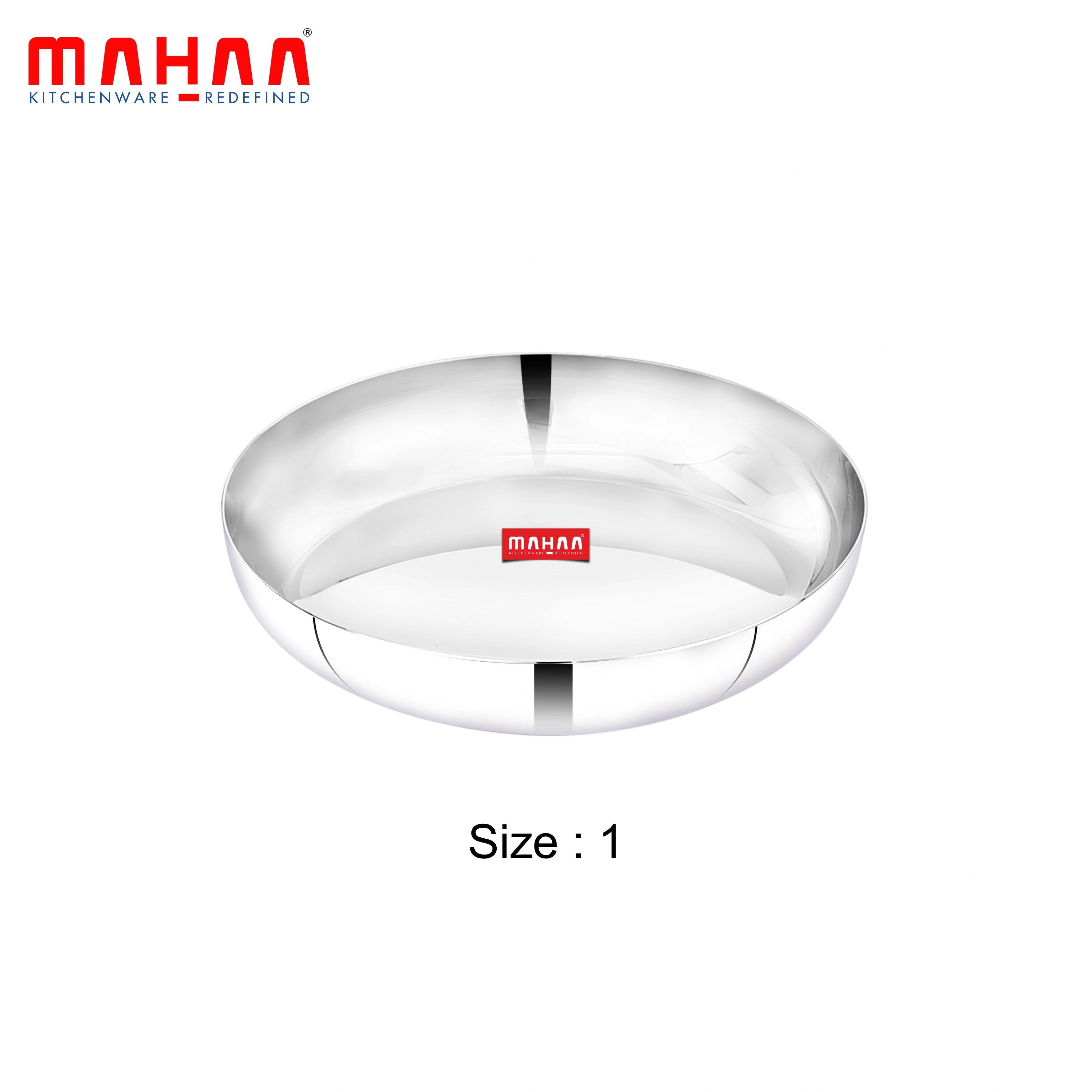 MAHAA Stainless Steel Halwa Plate – 2 Pcs Set | High Quality | Mirror Finish | Rust-Free & Dishwasher Safe | Perfect for Serving Indian Desserts