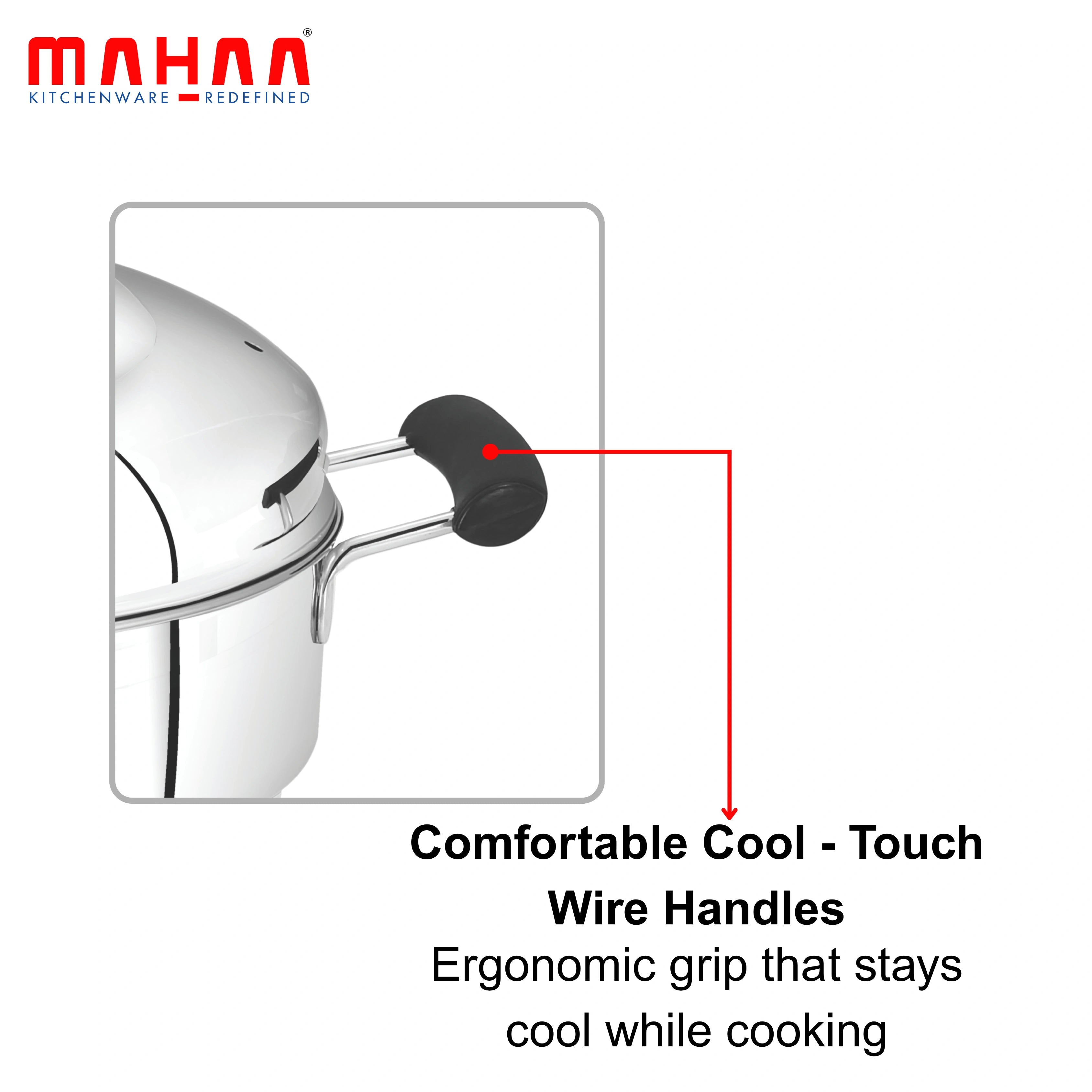 MAHAA Stainless Steel Multi Kadai 20CM – Versatile Kadai with Steam Release Lid | Steam Idlies, Idiyappams, Momos and Vegetables | Tri Ply Base | StayCool+ Handle & Lid Knob