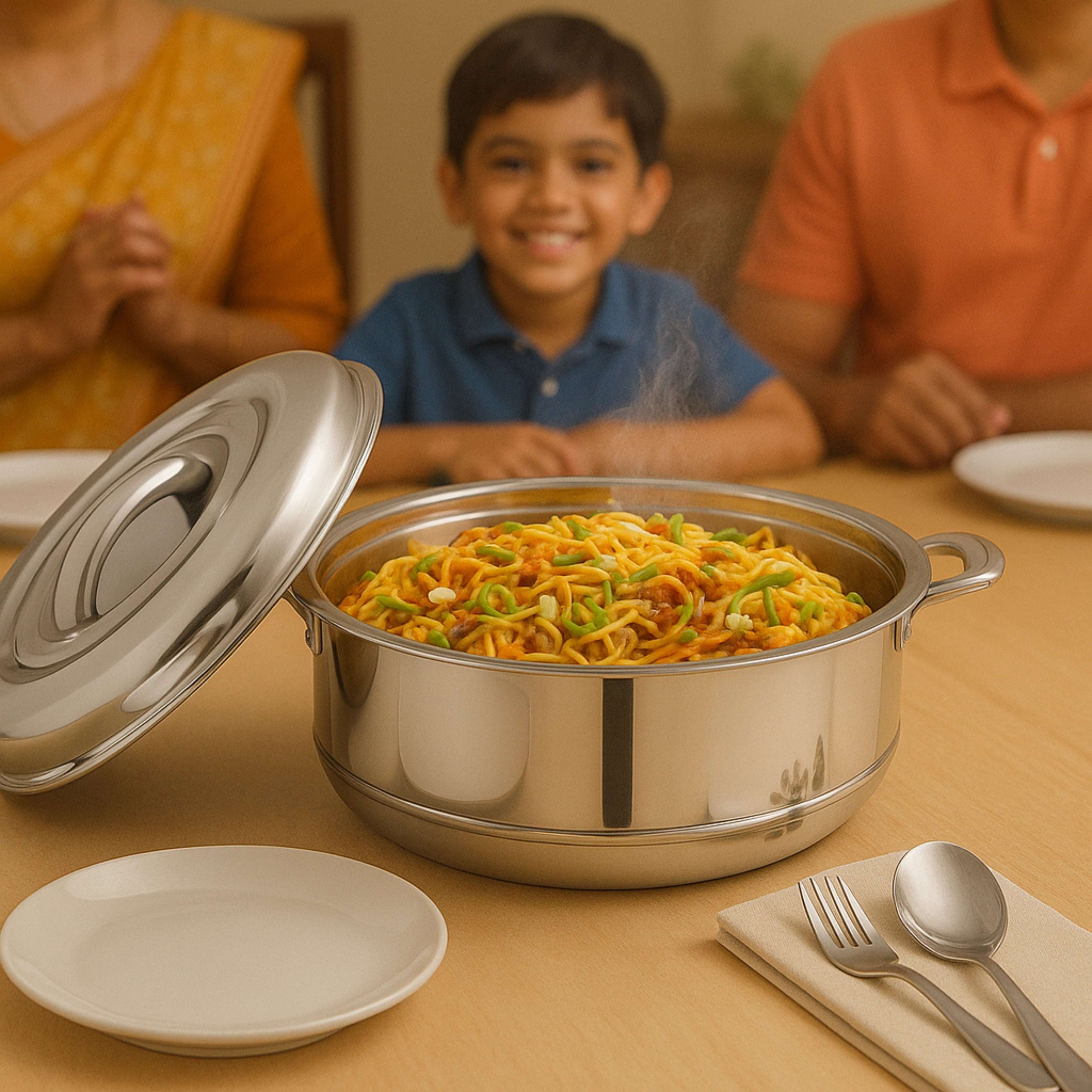 Aspen Stainless Steel Insulated Casserole – Dual Wall Hot Box | Snug-Fit Locking Lid | Rust-Free | Ideal for Dining & Serving