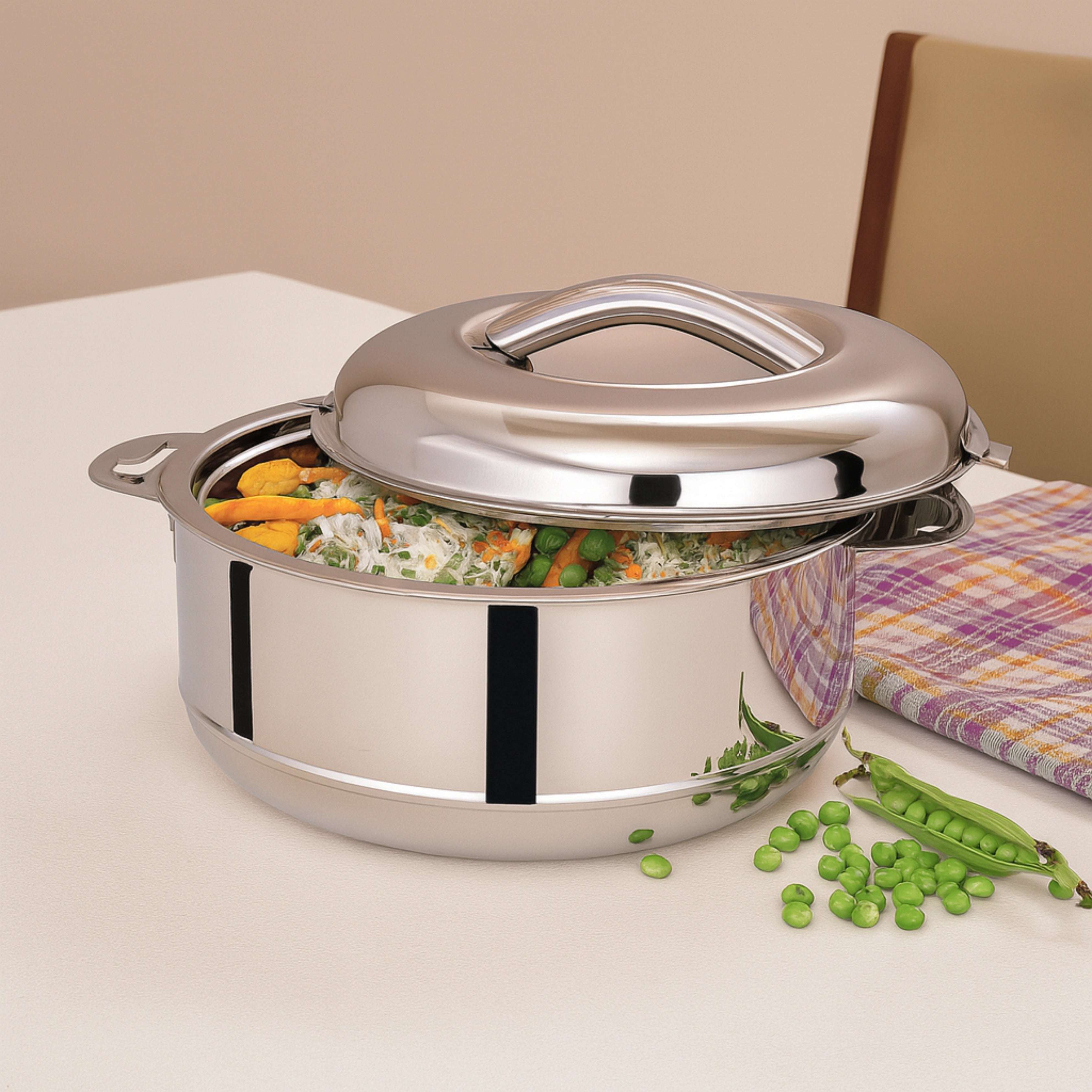 Iris Stainless Steel Casserole | Double-Wall Insulated Hot Box with Lock Lid | Food Warmer for Rice, Curries, Rotis