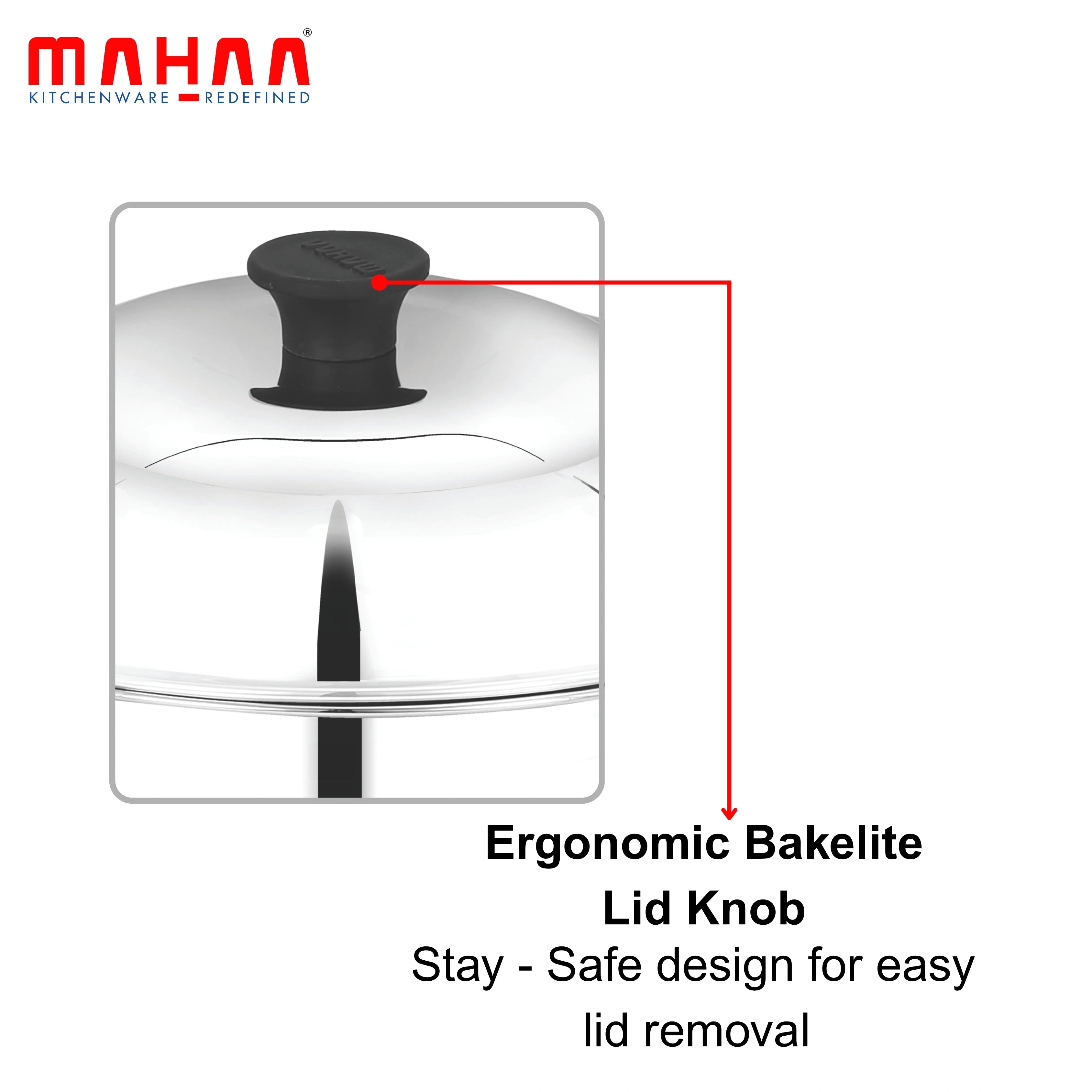 MAHAA Stainless Steel Multi Kadai 22CM – Versatile Kadai with Steam Release Lid | Steam Idlis, Mini Idlis, Dhokla, Idiyappams, Momos and Vegetables | Tri Ply Base | StayCool+ Handle & Lid Knob