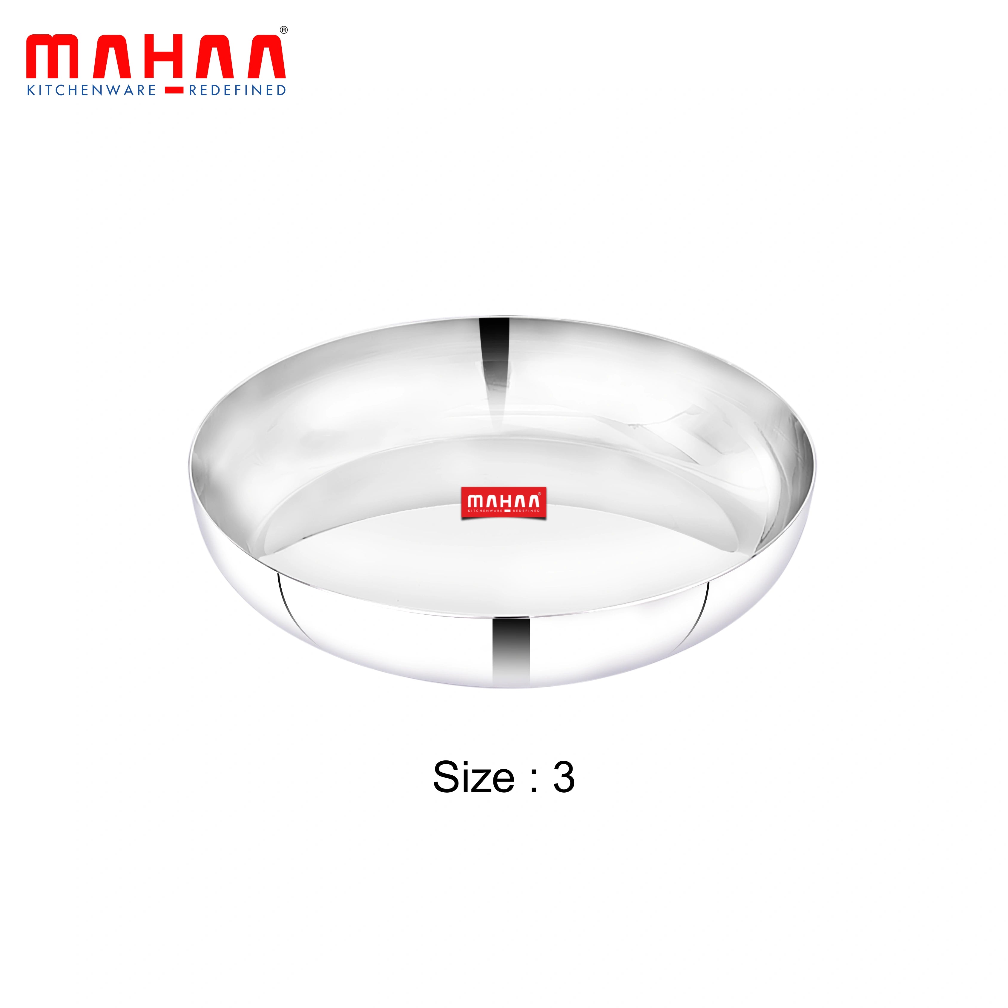 MAHAA Stainless Steel Halwa Plate – 2 Pcs Set | High Quality | Mirror Finish | Rust-Free & Dishwasher Safe | Perfect for Serving Indian Desserts