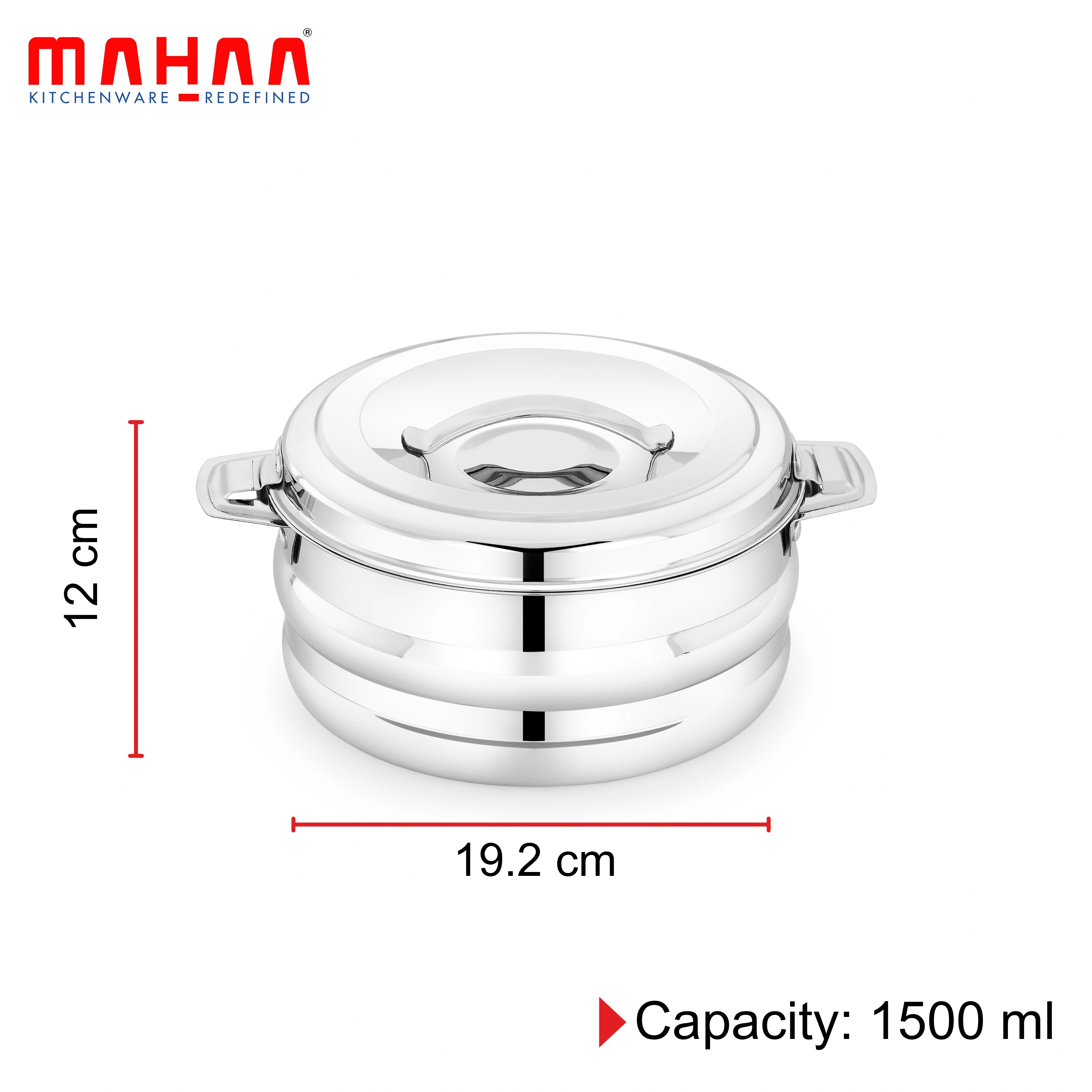 MAHAA Stainless Steel Orchid Insulated Casserole Gift Set – 3 Pcs | Double Wall Hot Pots with SS Lids | Rust-Free | Heat Retaining Serveware