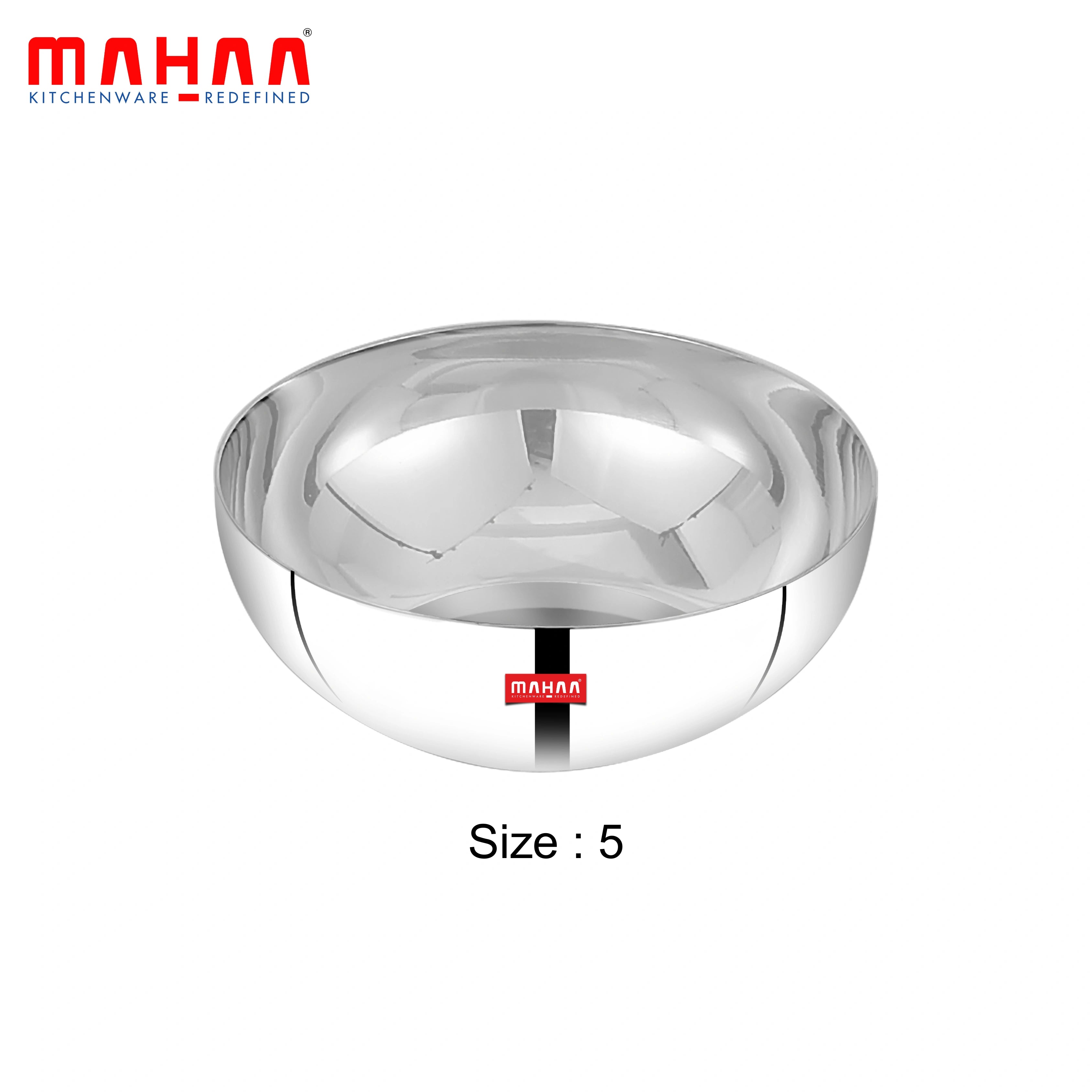MAHAA Stainless Steel Deep Bowl – 2 Pcs Set | High Quality | Mirror Finish | Rust-Free & Dishwasher Safe