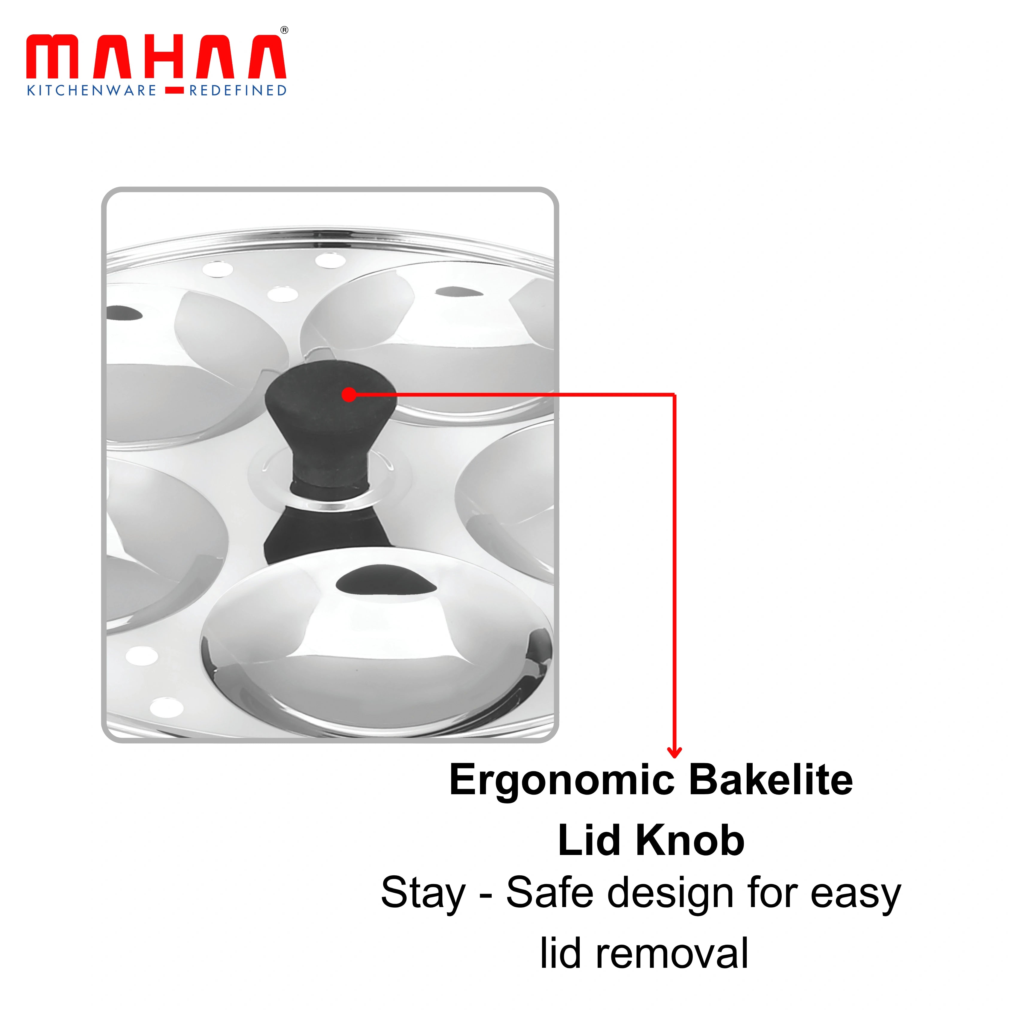 MAHAA Stainless Steel Multi Kadai 22CM – Versatile Kadai with Steam Release Lid | Steam Idlis, Mini Idlis, Dhokla, Idiyappams, Momos and Vegetables | Tri Ply Base | StayCool+ Handle & Lid Knob