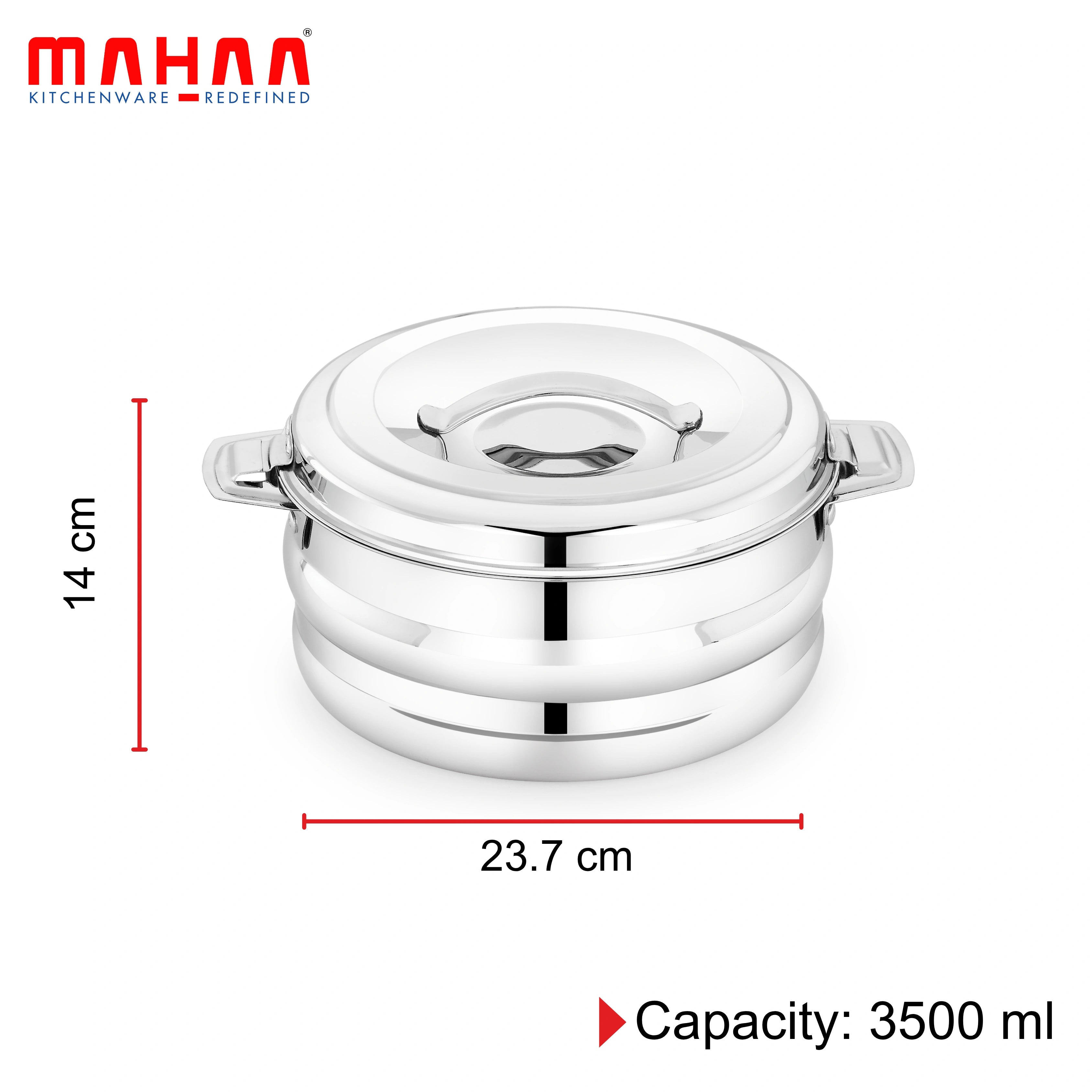 MAHAA Orchid Stainless Steel Insulated Casserole – Snug-Fit Lock | Rust-Free & Stylish Hot Pot | Hot Pot for Roti-Rice-Gravy-Curry | Retains Temperature, Twist Lock | Free ₹300 SS Water Bottle