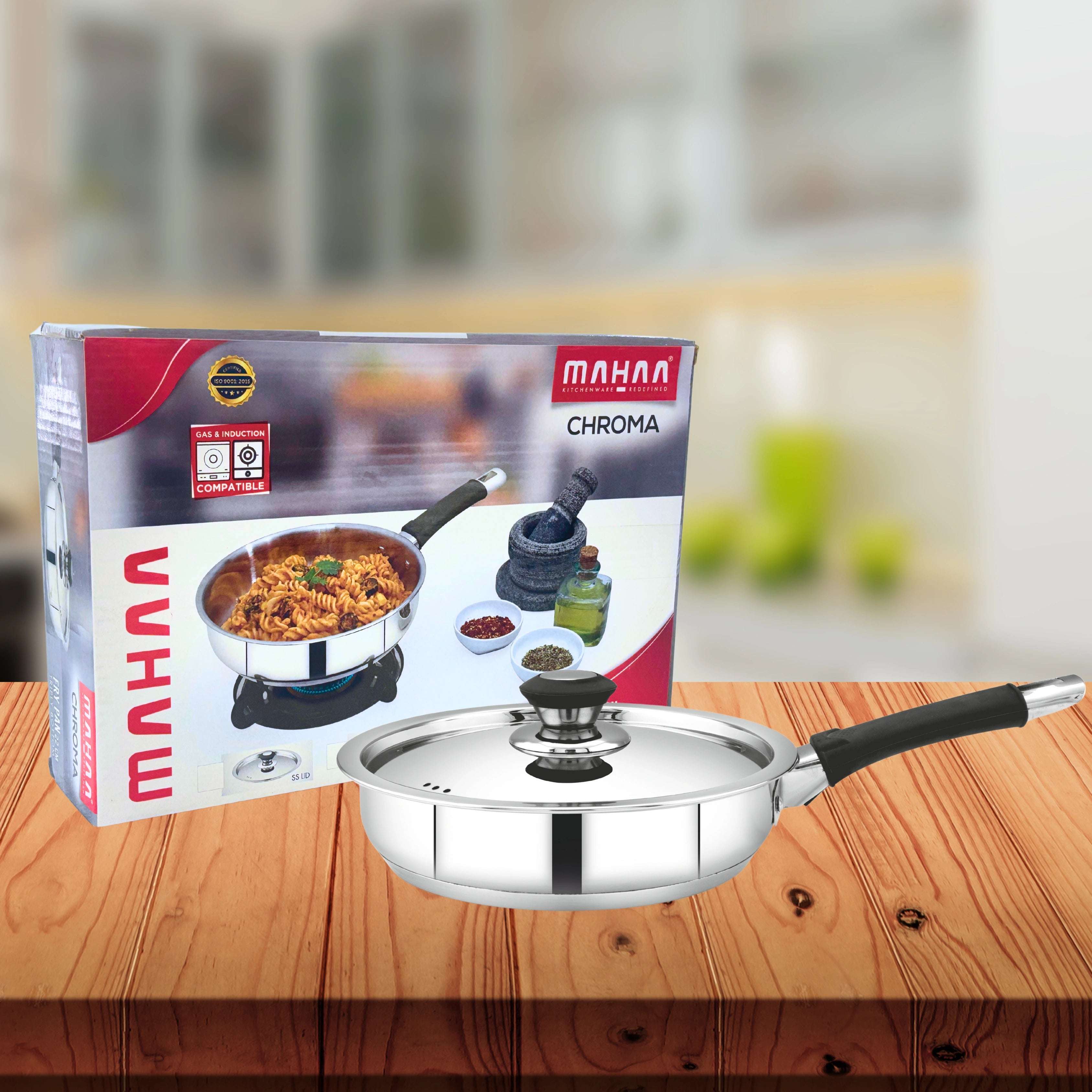 Chroma Triply Cookware Combo Set – Frypan & Casserole (22CM + 22CM) | Induction & Gas Compatible | Stainless Steel with Lid | No Coating, 100% Food-Safe
