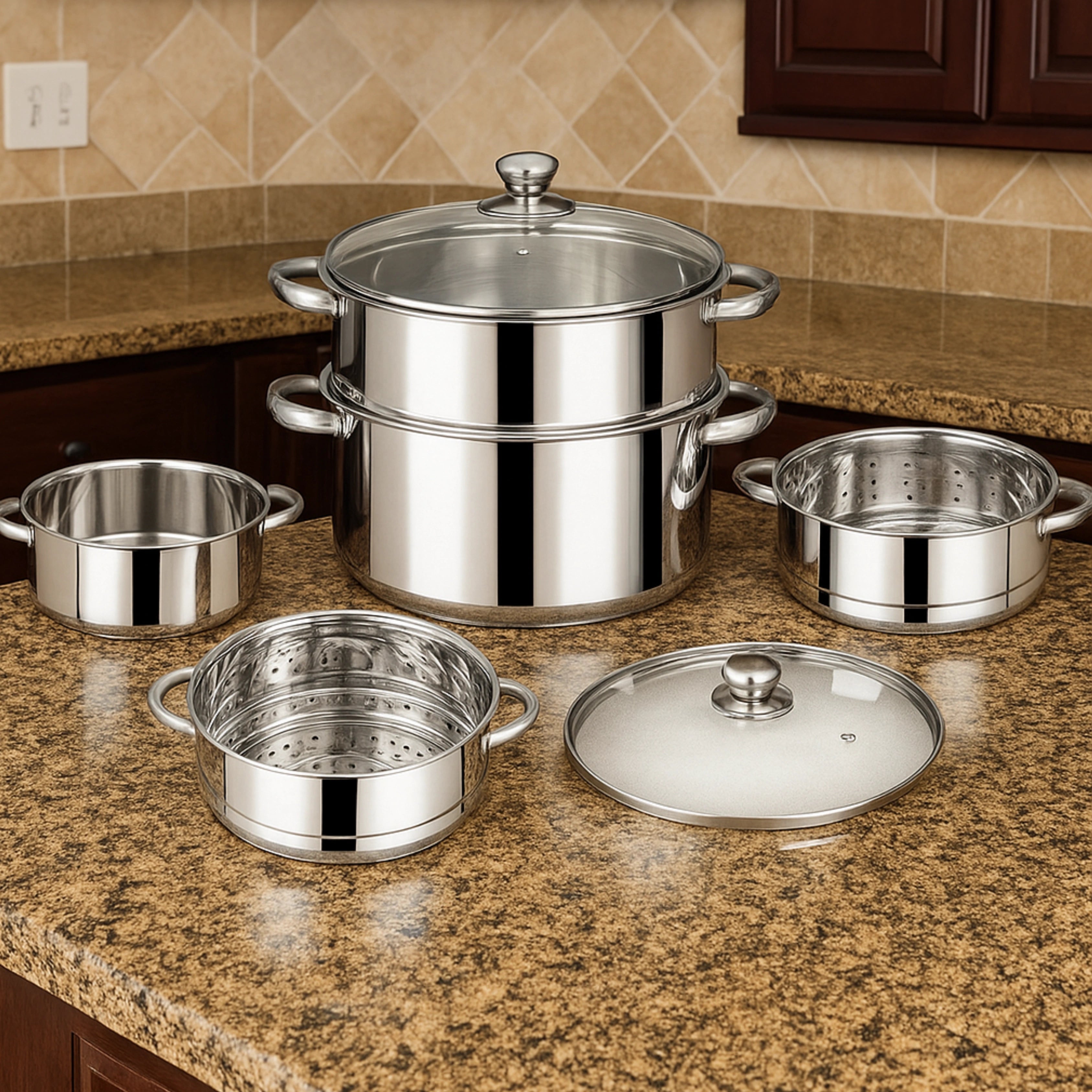 MAHAA Stainless Steel 2-Tier Utena Smart Steamer for Idlis, Momos & Vegetables | Tri Ply Base | Induction & Gas Compatible | Food-Grade SS | Easy to Clean (18CM / 20CM)