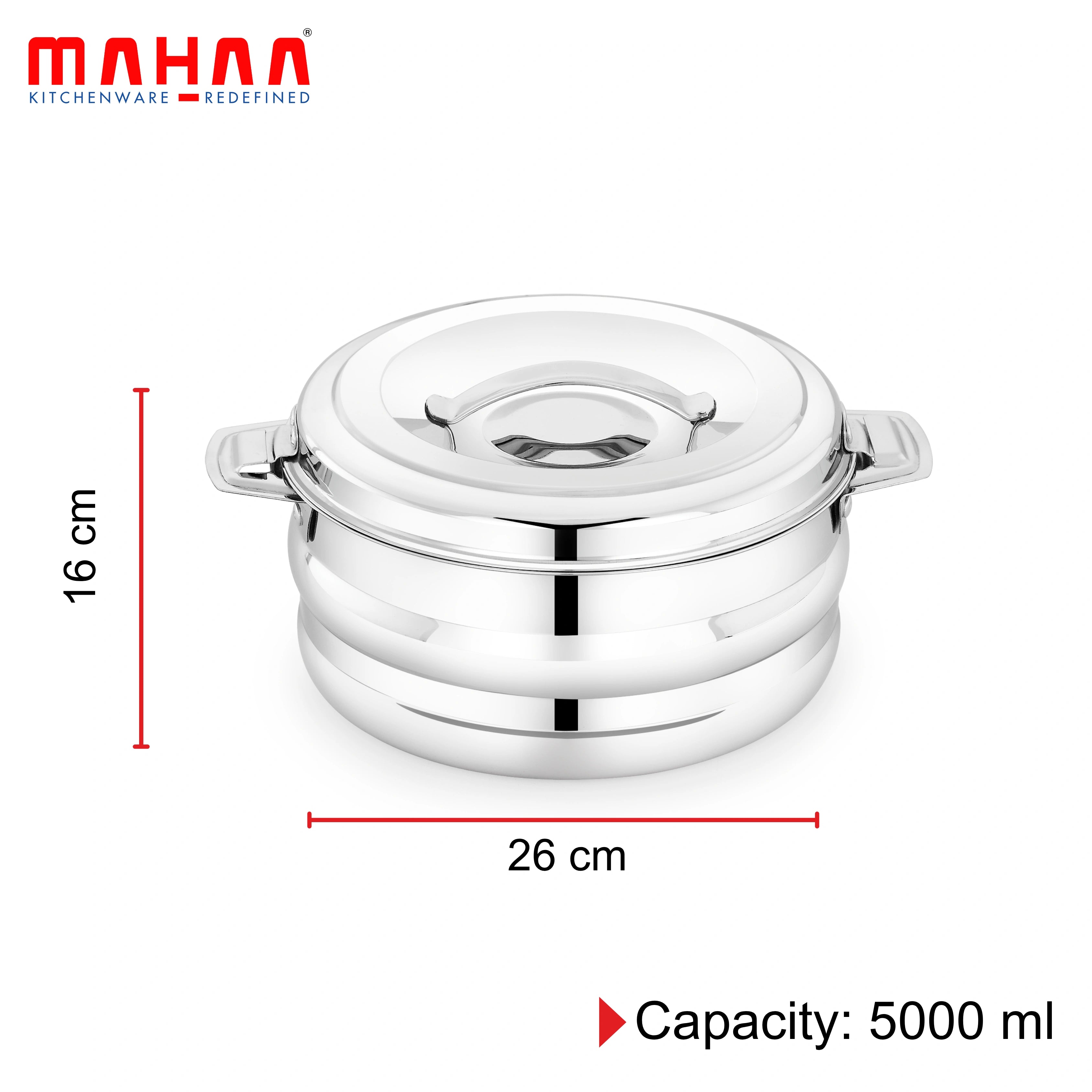 MAHAA Orchid Stainless Steel Insulated Casserole – Snug-Fit Lock | Rust-Free & Stylish Hot Pot | Hot Pot for Roti-Rice-Gravy-Curry | Retains Temperature, Twist Lock | Free ₹300 SS Water Bottle