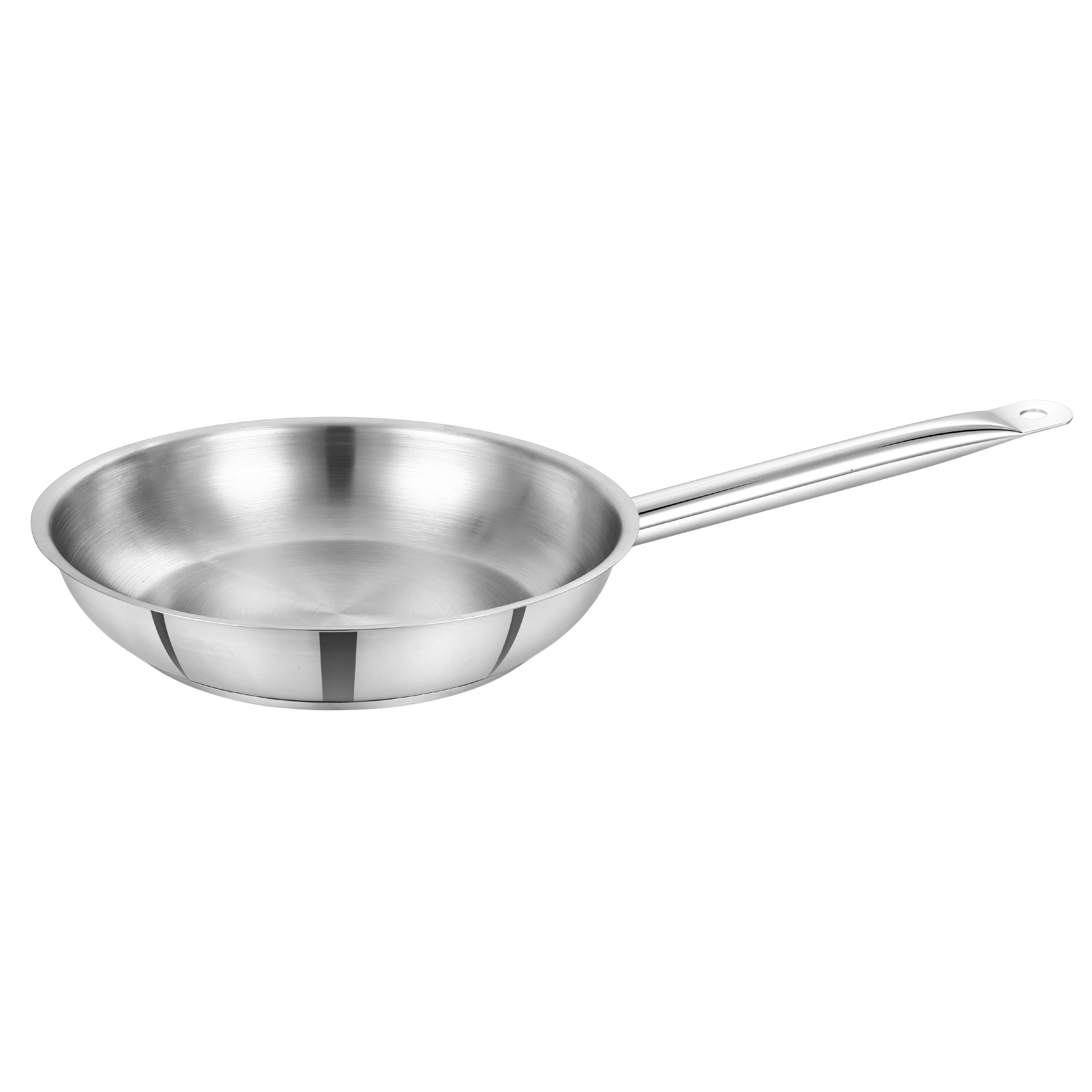 MAHAA Stainless Steel Professional Fry Pan – Scratch-Resistant Body | Heavy-Duty Stainless Steel | Tri Ply Base | Gas &  Induction Compatible | Cool-Touch Handle | 20/24/26/28/30/32 cm