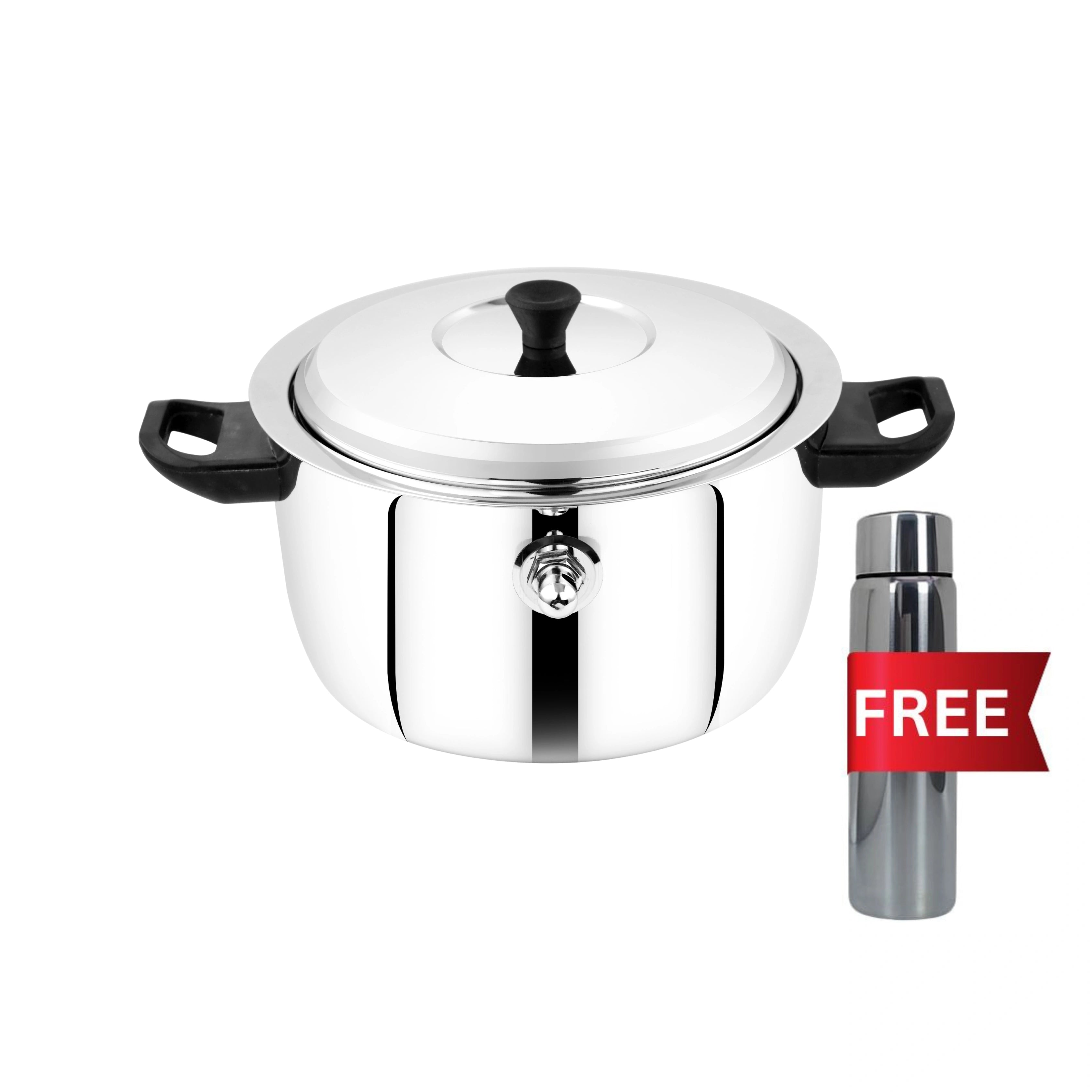 MAHAA Stainless Steel Milk Boiler with Whistle – Spill-Free | Induction & Gas Compatible | Snug-Fit Lid | StayCool+ Handle & Lid Knob | Free ₹300 SS Water Bottle