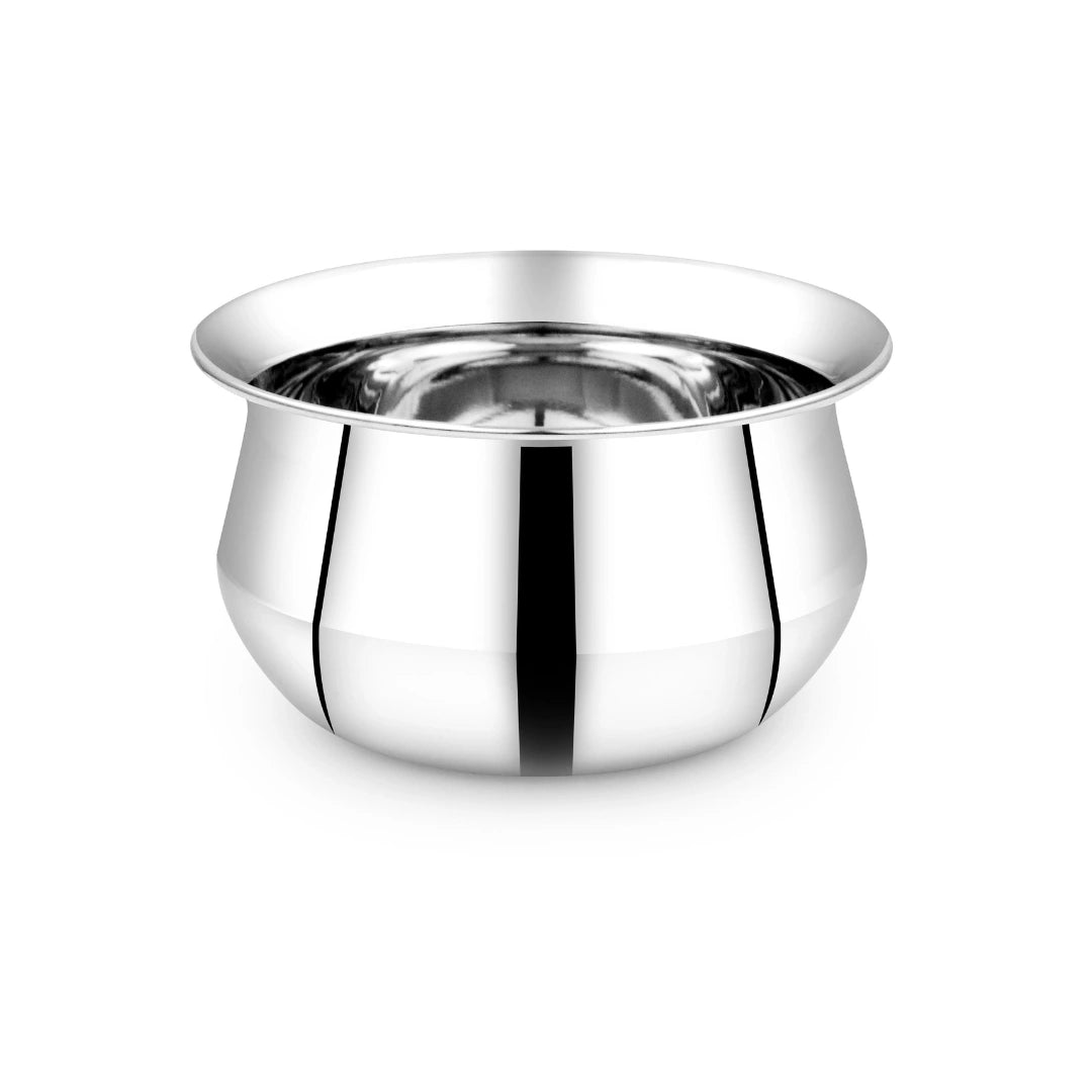 MAHAA Stainless Steel Pongal Handi Set of 6 Pcs – Kitchen Serving, Cooking Bowl | Handi Set | Biryani Handi for Kitchen & Restaurant | Cookware Set