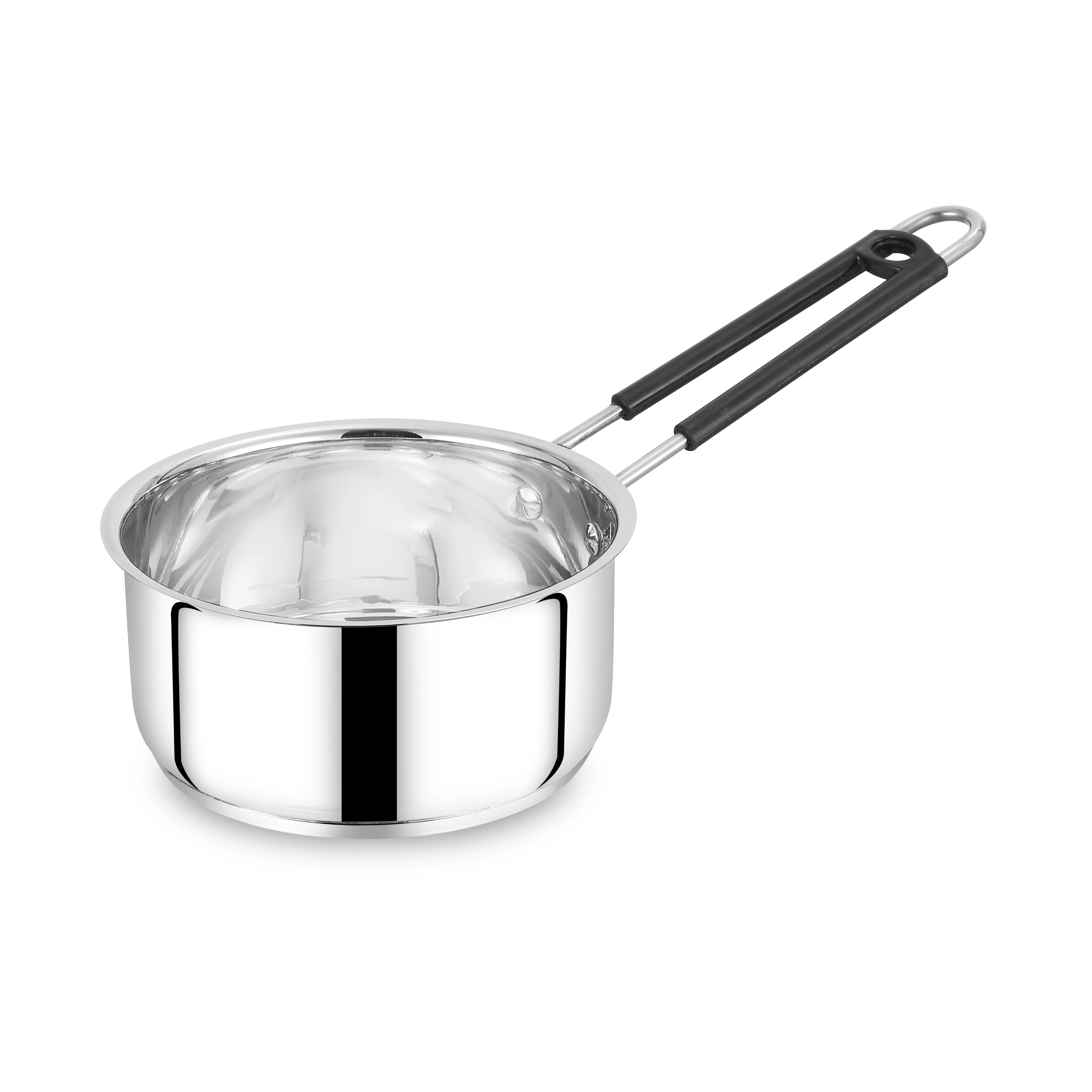 MAHAA Utena Stainless Steel Sauce Pan – Tea, Milk, Soup, Maggie Pan | Tri Ply Base | Non-stick | Gas & Induction Compatible | StayCool+ Handle | 14cm / 16cm / 18cm / 20cm