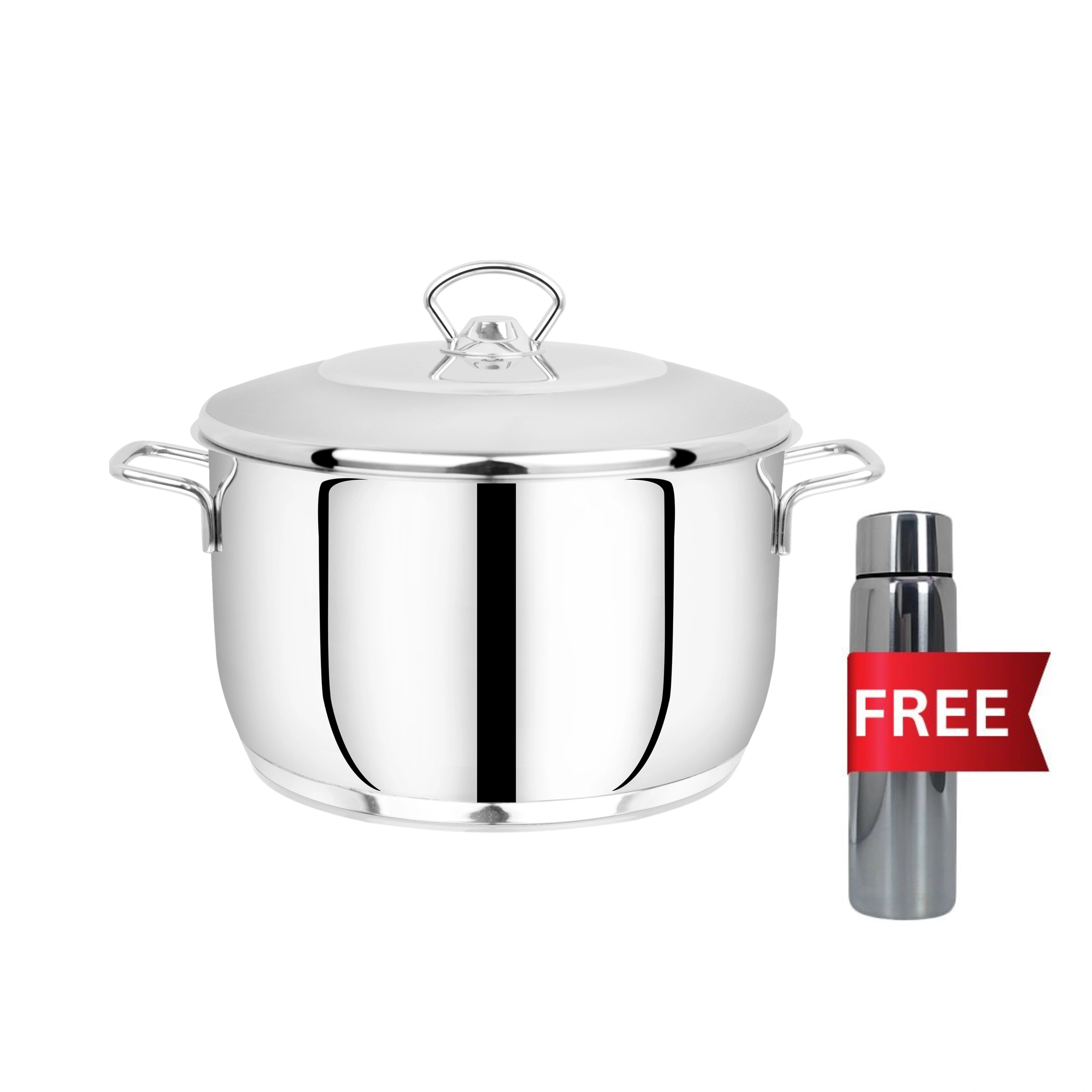 MAHAA Avanti Stainless Steel Cooking / Biryani Pot – Premium Quality with Snug-Fit Lid | Tri Ply Base | Non-stick | Gas & Induction Compatible | Cool-Touch Handle | 1.2L to 11.6L | Free ₹300 SS Water Bottle