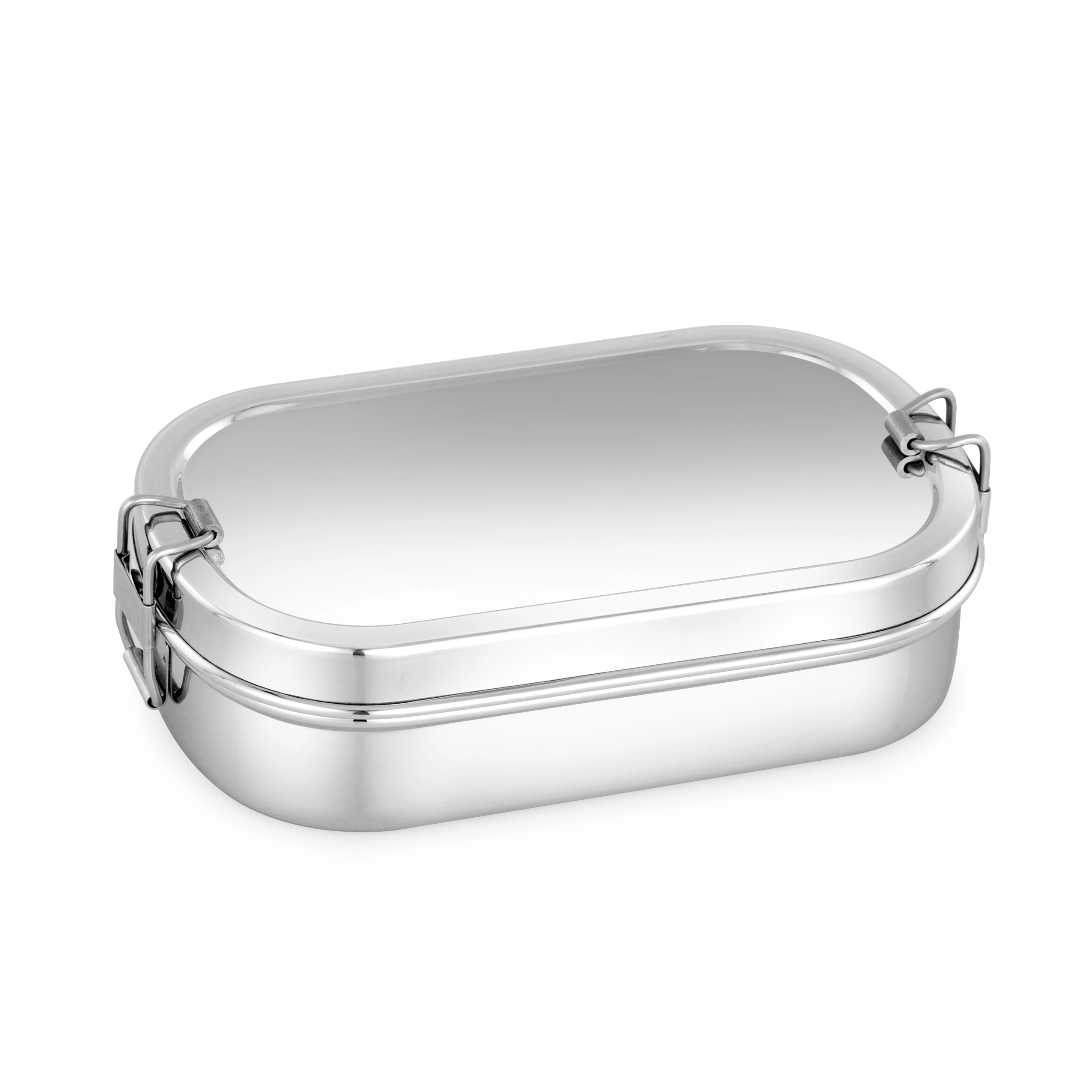 MAHAA Stainless Steel Charmi Lunch Box – Compact & Leak-Resistant | Dual Compartments | Ideal for School, Office & Travel | Lightweight & Easy to Carry