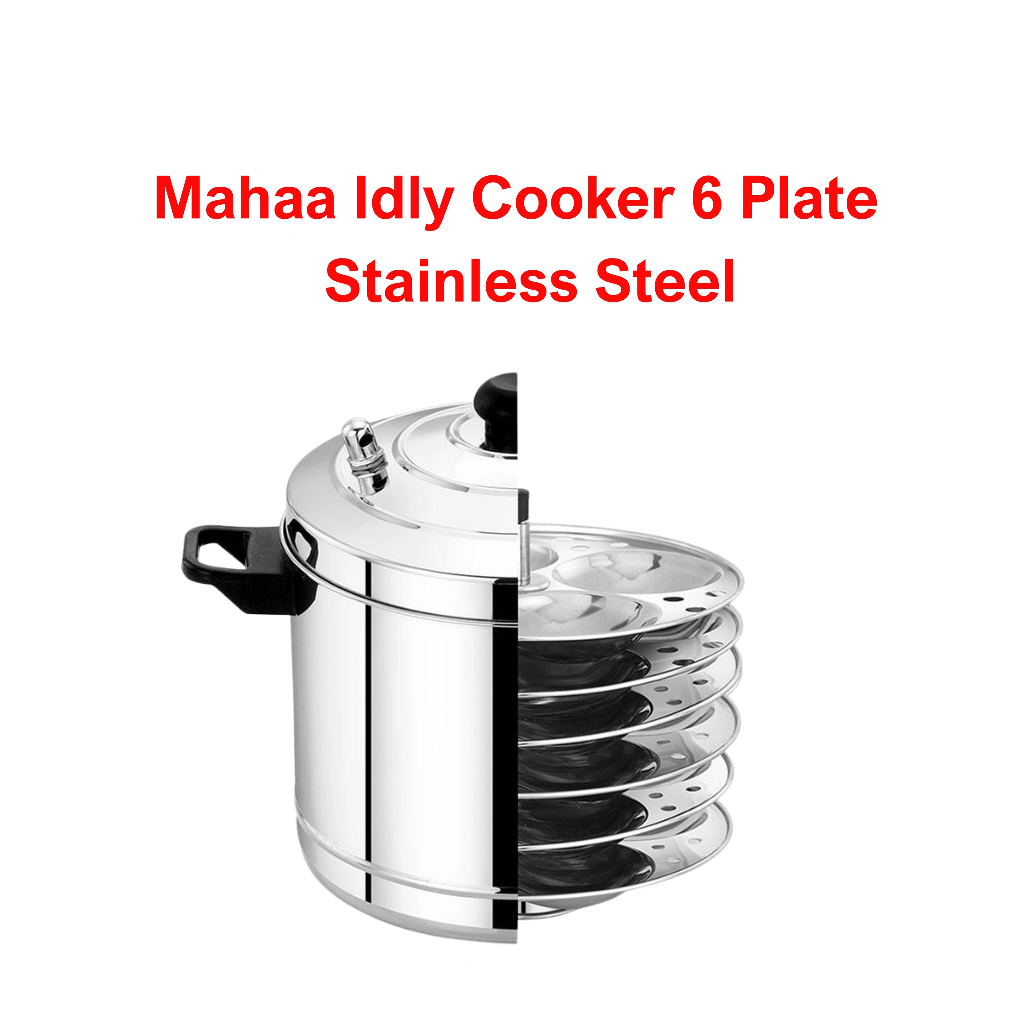 MAHAA Stainless Steel Combo Idly Cooker + Orchid Hotpot – 6 Plate Idly Pot (24 Idlis) & 2.5L Thermal Hotpot with Glass Lid | Stainless Steel, Induction Friendly