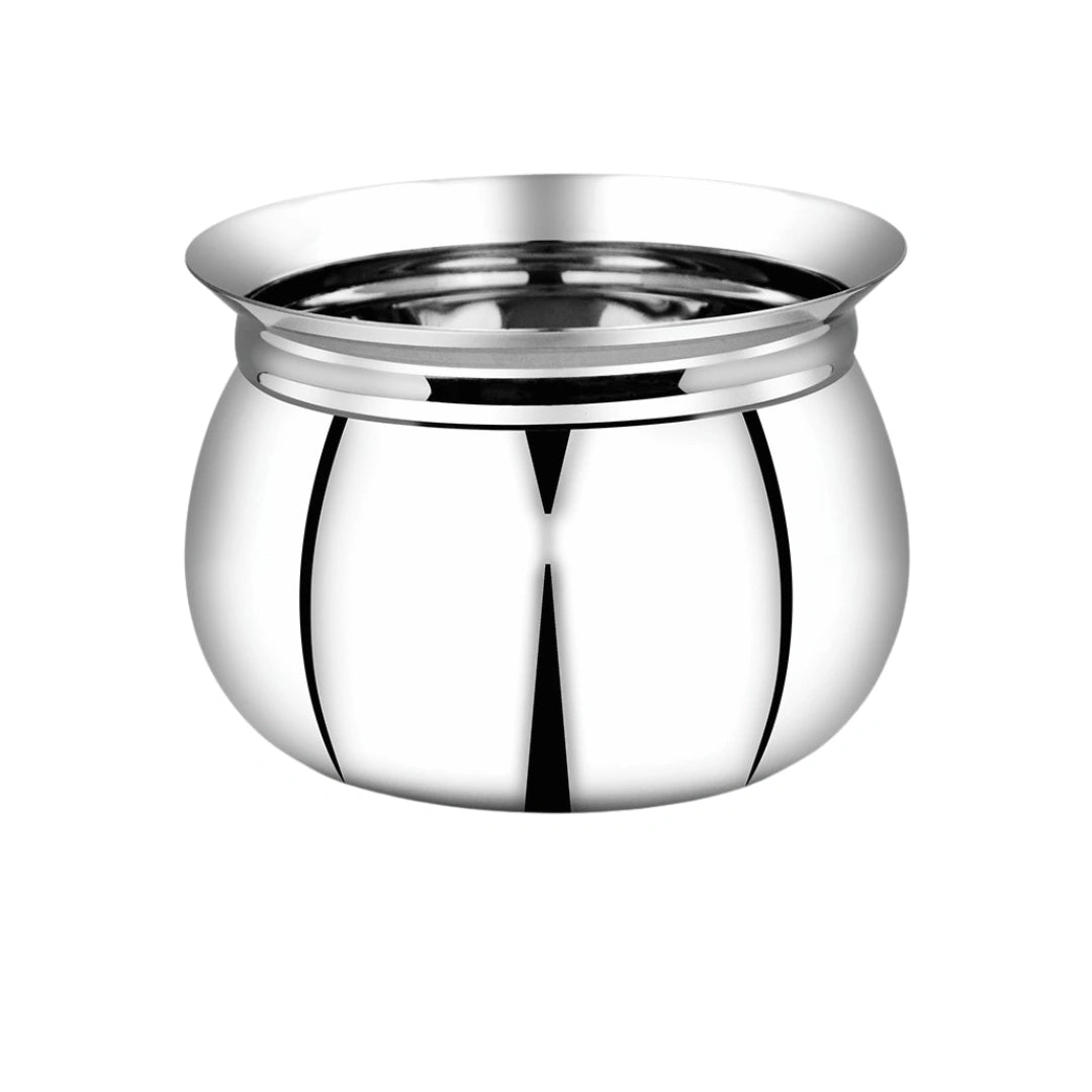 MAHAA Stainless Steel Gundu Handi Set of 6 Pcs – Kitchen Serving, Cooking Bowl | Handi Set | Biryani Handi for Kitchen & Restaurant | Cookware Set