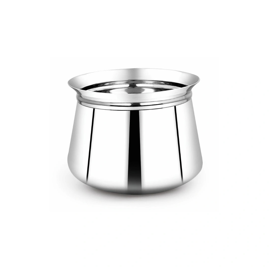 MAHAA Stainless Steel Madras Handi Set of 6 Pcs – Kitchen Serving, Cooking Bowl | Handi Set | Biryani Handi for Kitchen & Restaurant | Cookware Set