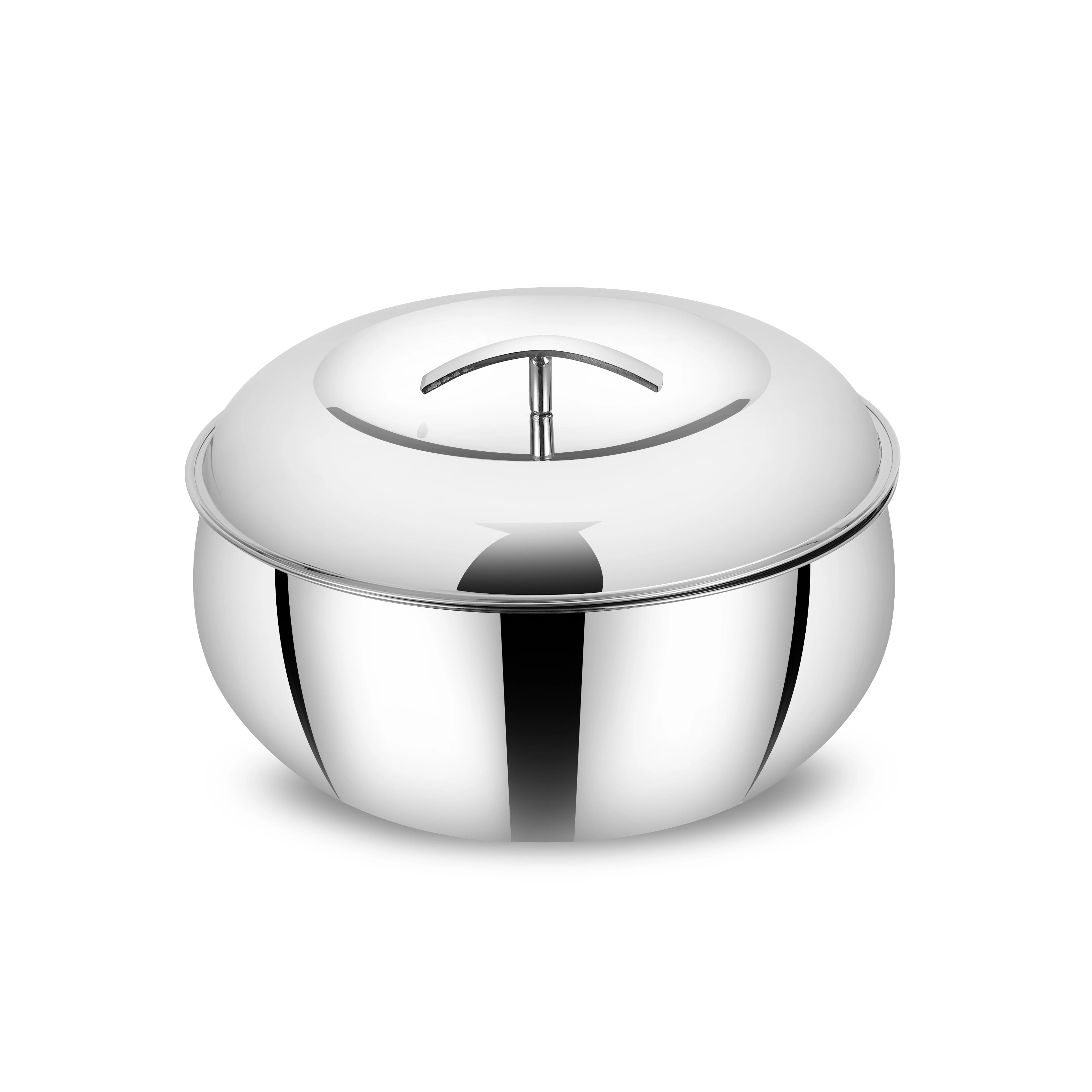 MAHAA Curve Premium Double Wall Insulated Stainless Steel Casserole - Hot Pot for Roti-Rice-Gravy-Curry | Mirror Finish | Silver Hot Box with Snug Fit Lid Lid | Retains Temperature, Twist Lock |