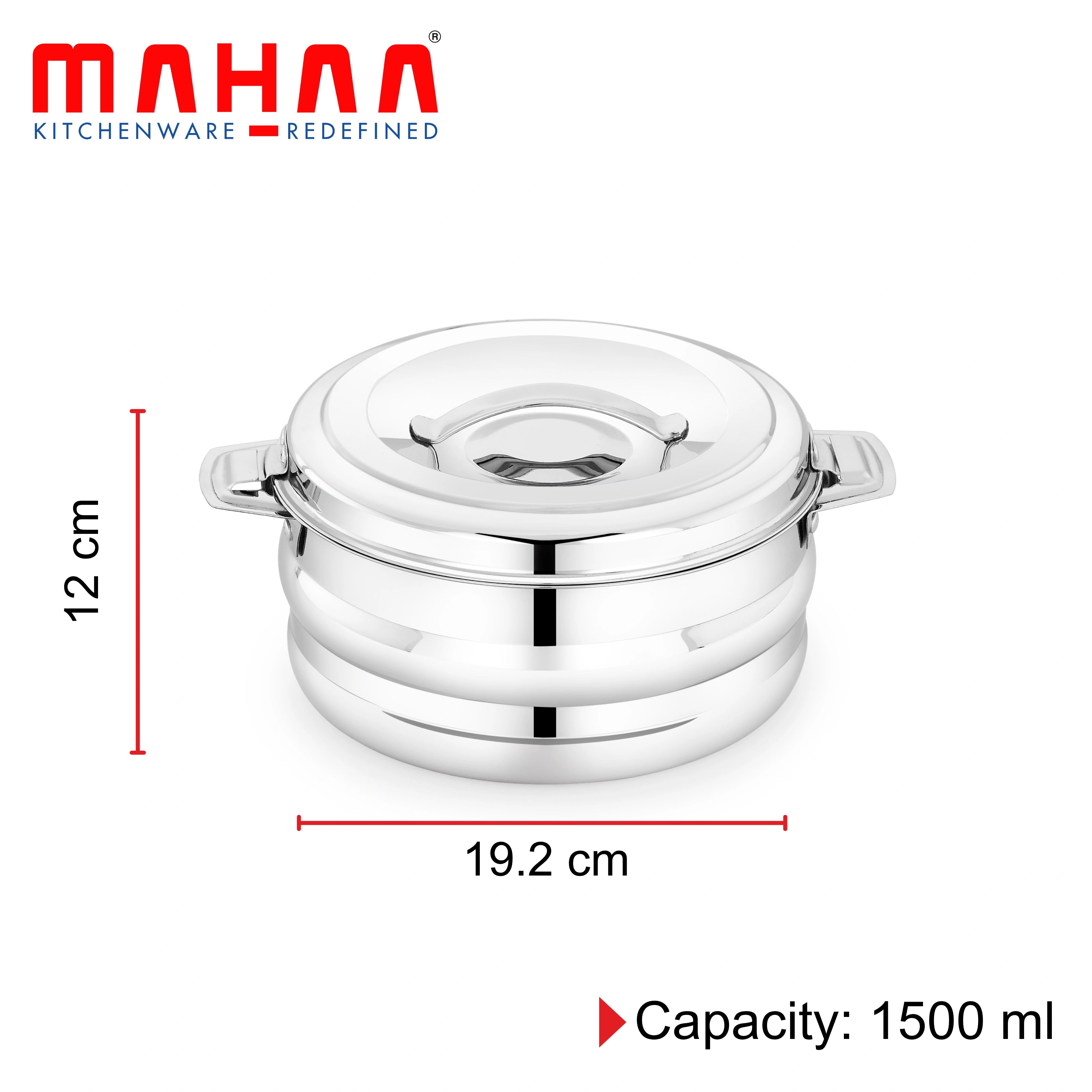 MAHAA Stainless Steel Fry Pan with Lid & Hotpot – 24CM Frying Pan + 1.5L Insulated Casserole for Daily Cooking & Serving