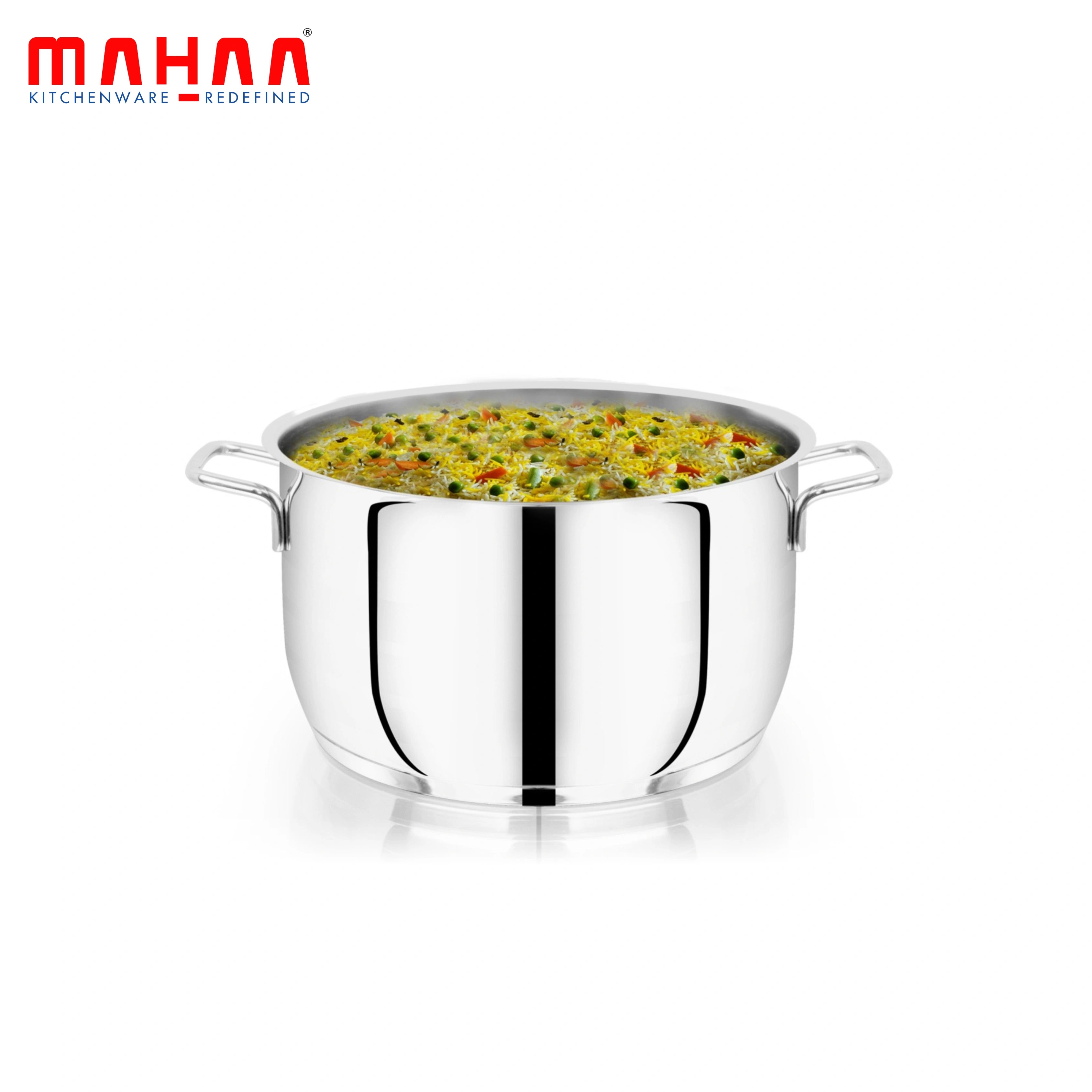 MAHAA Avanti Stainless Steel Cooking / Biryani Pot – Premium Quality with Snug-Fit Lid | Tri Ply Base | Non-stick | Gas & Induction Compatible | Cool-Touch Handle | 1.2L to 11.6L | Free ₹300 SS Water Bottle