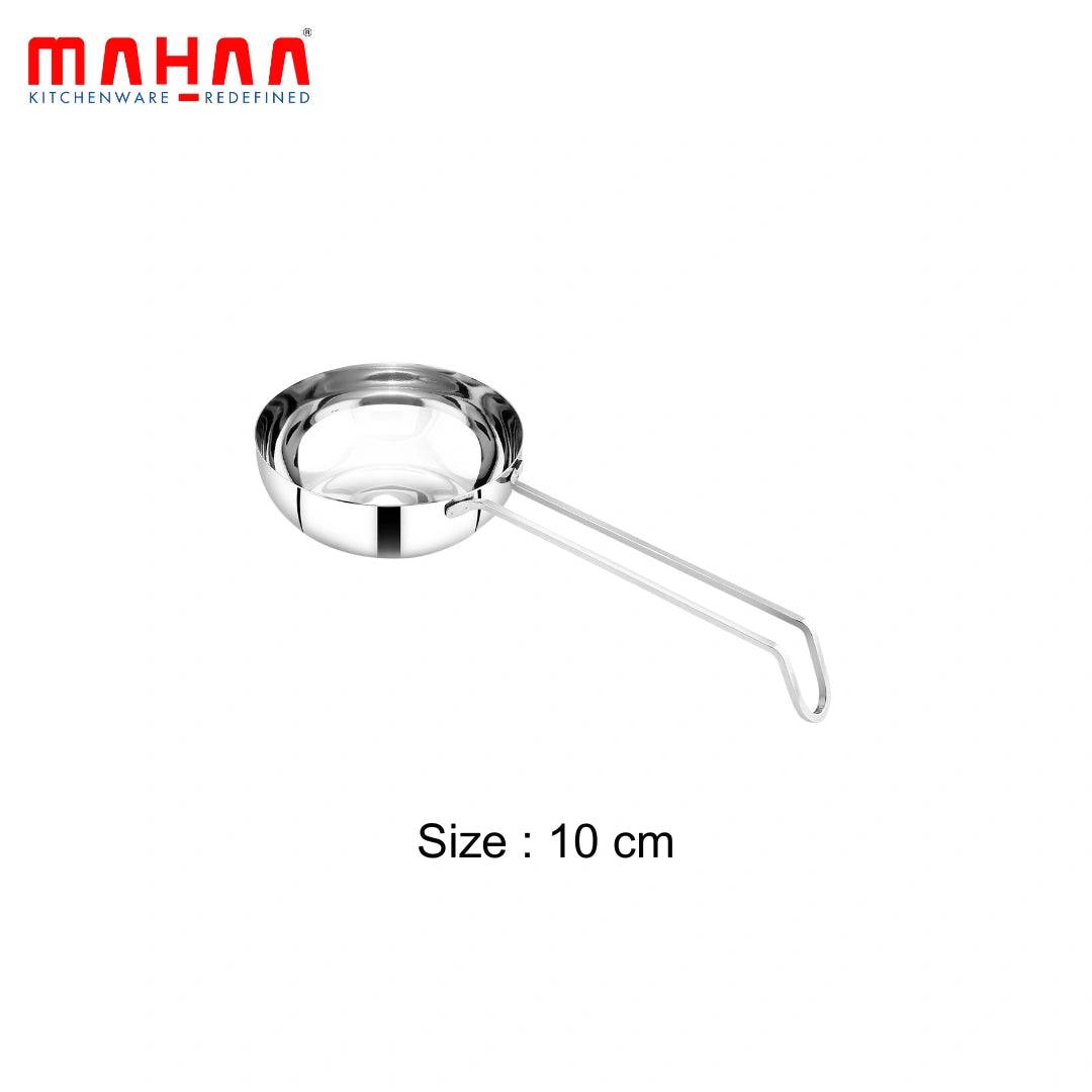 MAHAA Stainless Steel Tadka Pan with Cool-Touch Handle – 10CM, 11CM, 12.5CM | Induction, Gas & Electric Compatible | For Spice Tempering/Seasoning, Long Wire Handle, Smooth Finished Surface