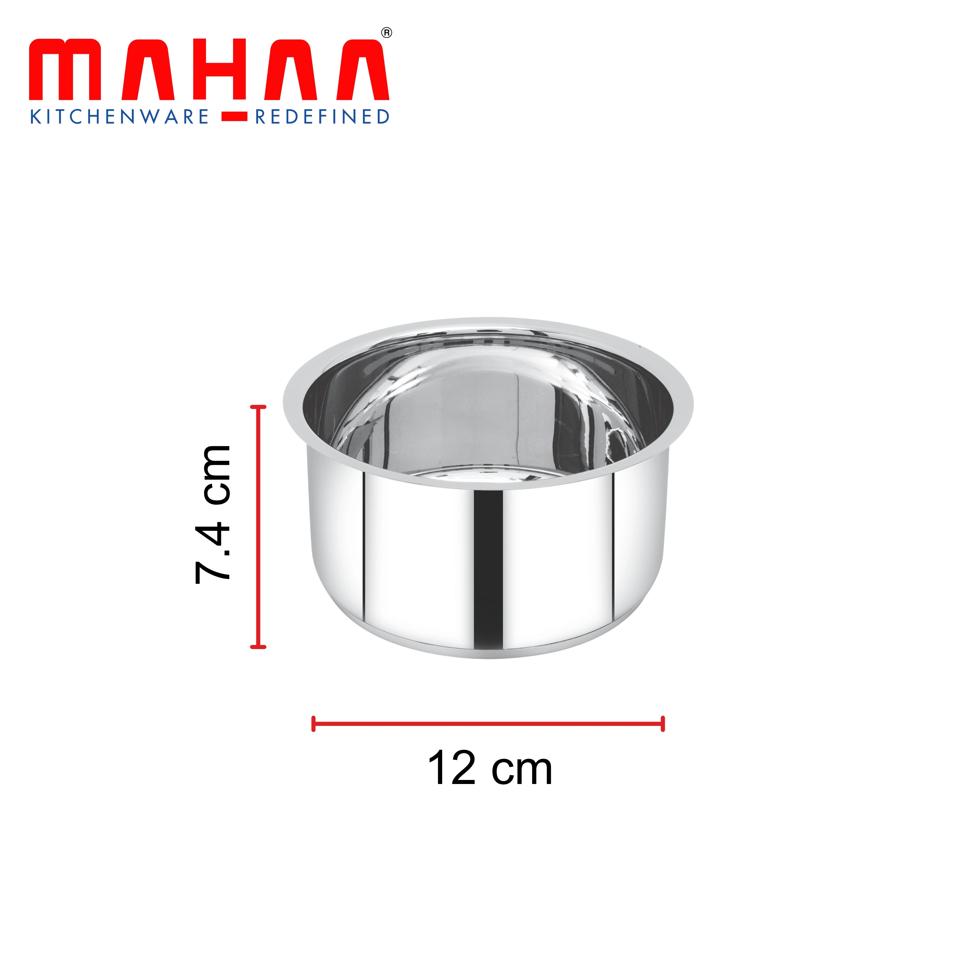 MAHAA Avanti Stainless Steel Tope 3 Pc Set – Premium Quality | Multipurpose Cook & Serve Handi | Tri Ply Base | Non-stick | Gas & Induction Compatible | 12 CM + 14 CM + 16 CM