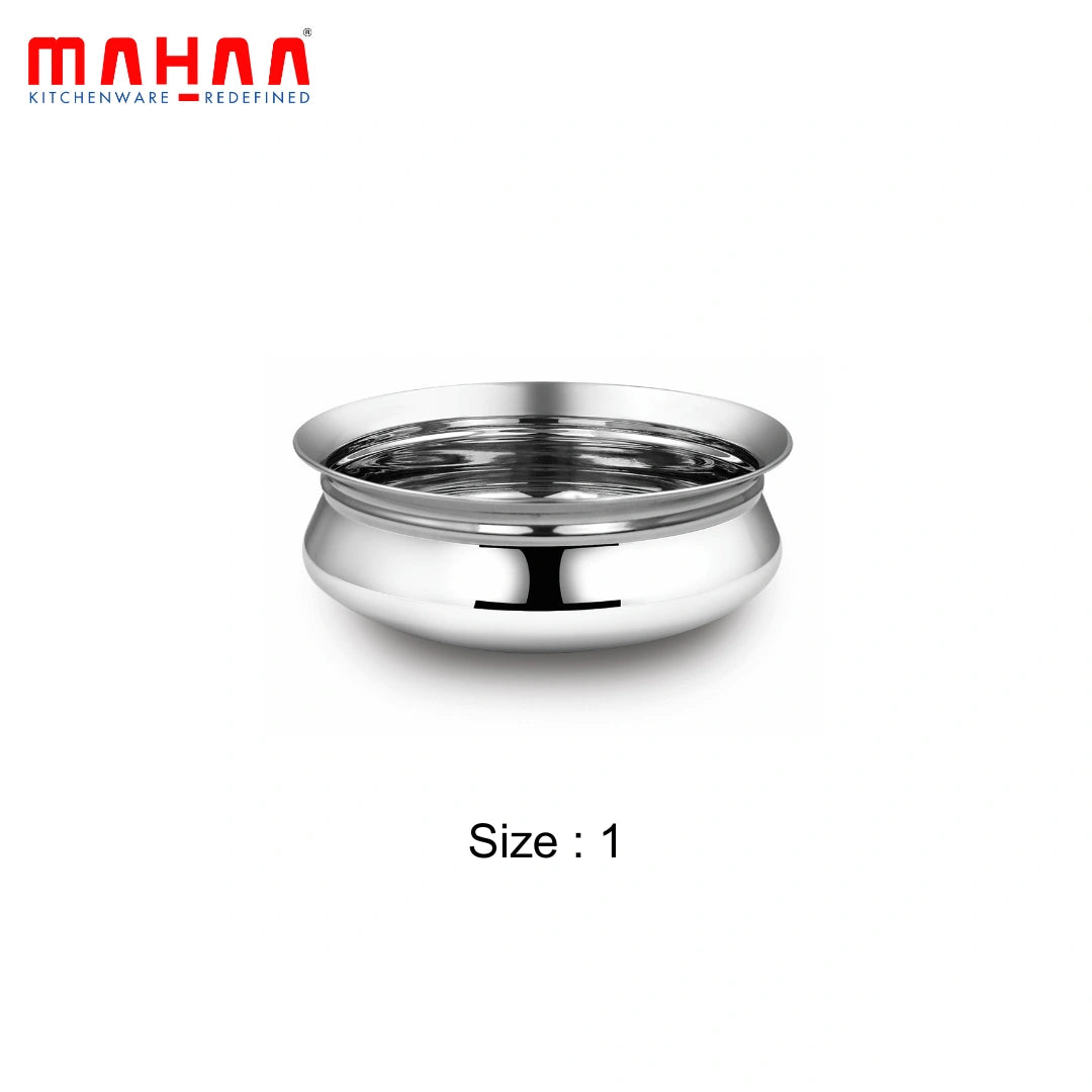 MAHAA Stainless Steel Babycon Biryani Handi Set of 6 Pcs – Kitchen Serving, Cooking Bowl | Handi Set | Biryani Handi for Kitchen & Restaurant | Cookware Set