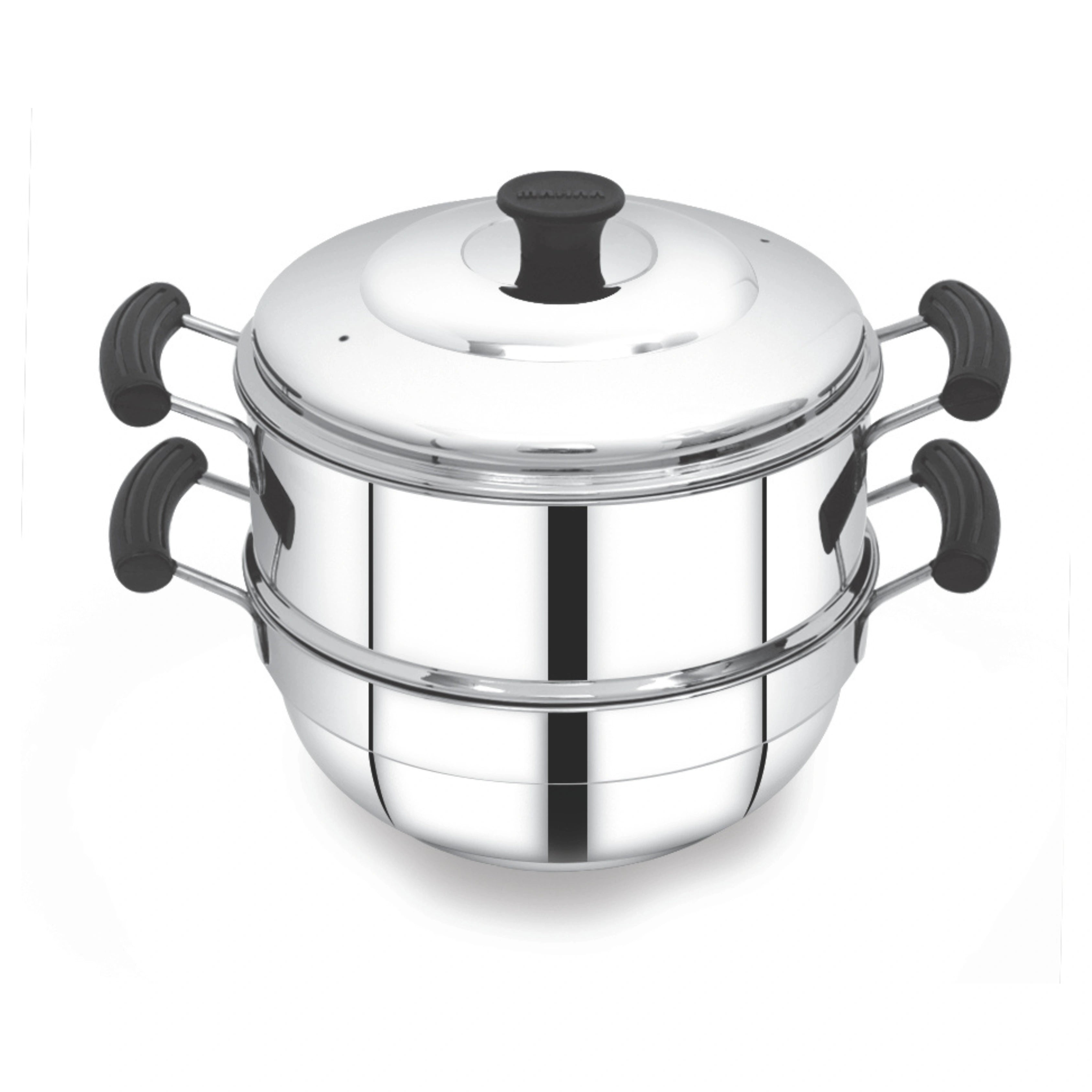 MAHAA 3-in-1 Stainless Steel Multi Kadai Steamer 20CM | 3 Idly Plates (12 Idlis) | Tri Ply Bottom | Gas & Induction Friendly | StayCool+ Handles & Lid Knob