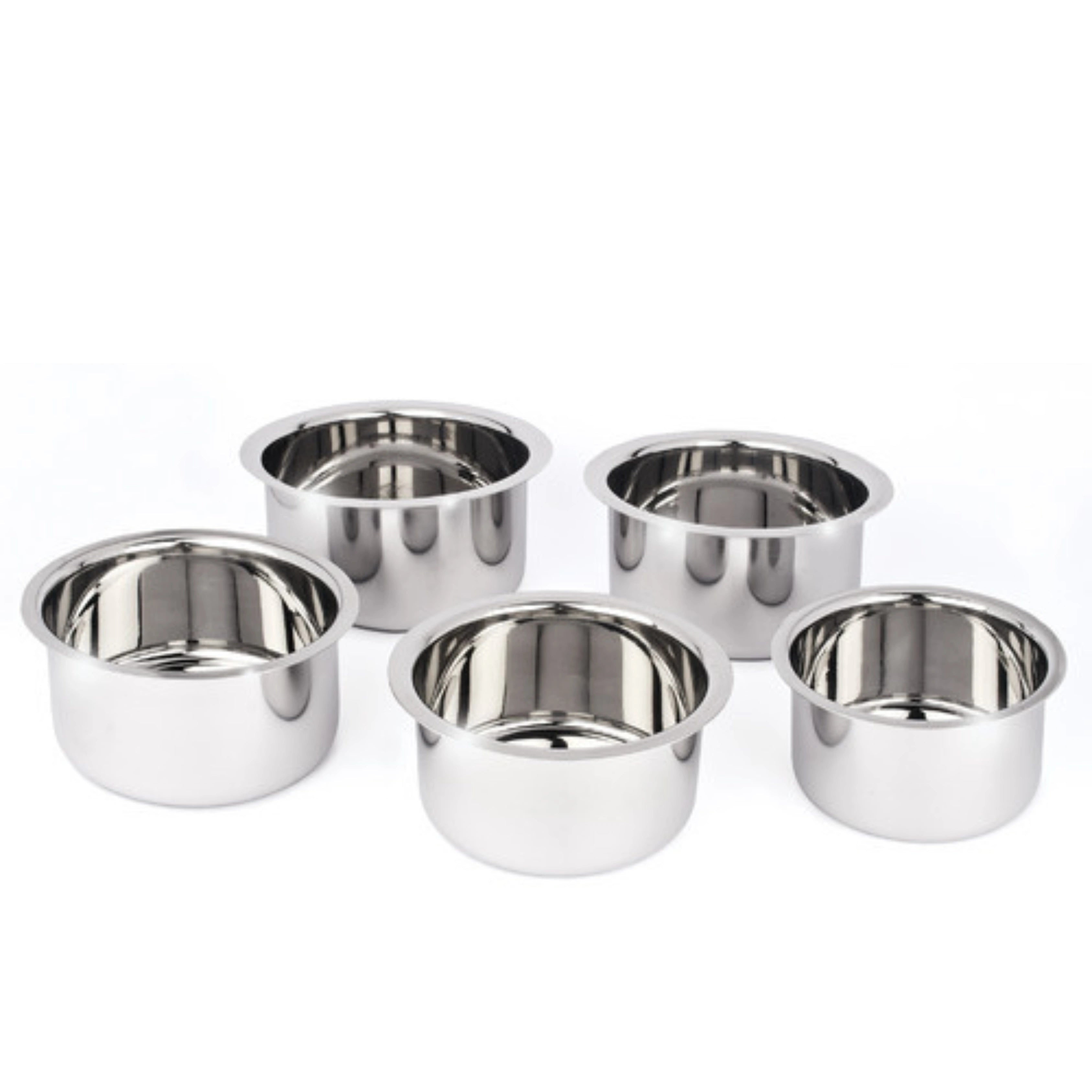 MAHAA Avanti Stainless Steel Tope 5 Pc Set – Premium Quality | Multipurpose Cook & Serve Handi | Tri Ply Base | Non-stick | Gas & Induction Compatible | 12 CM + 14 CM + 16 CM + 18 CM + 20 CM