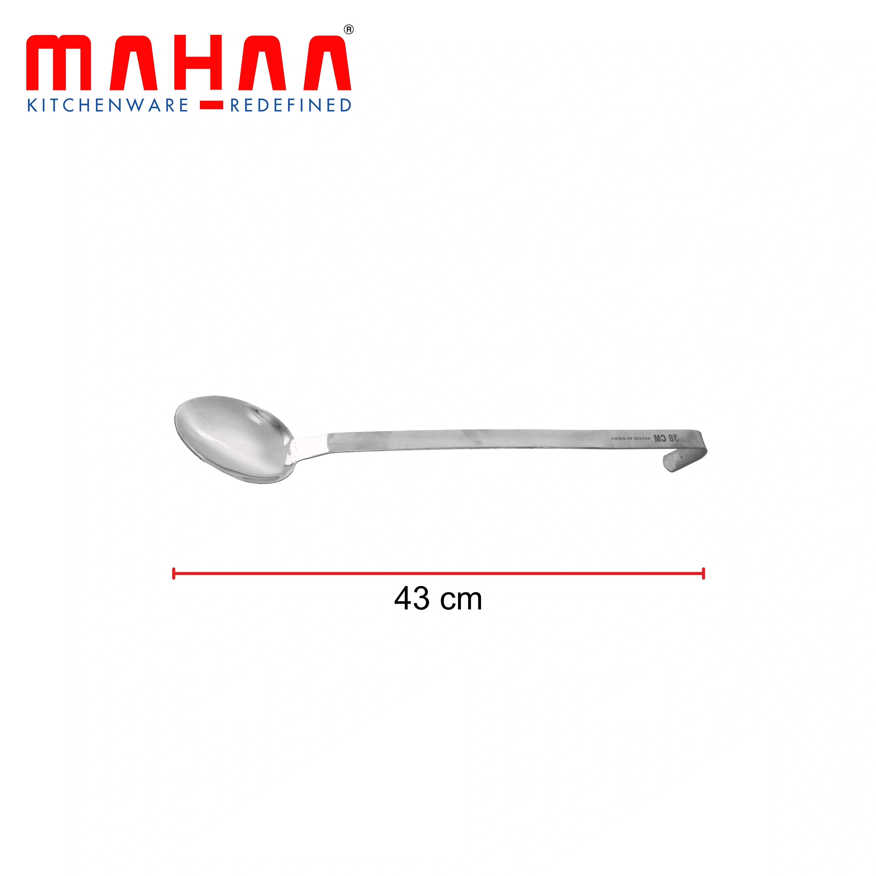 MAHAA Stainless Steel Basting Spoon – Long Handle | Heat-Resistant | Rust-Free | Ideal for Skimming, Stirring & Serving | 33/38/52 CM