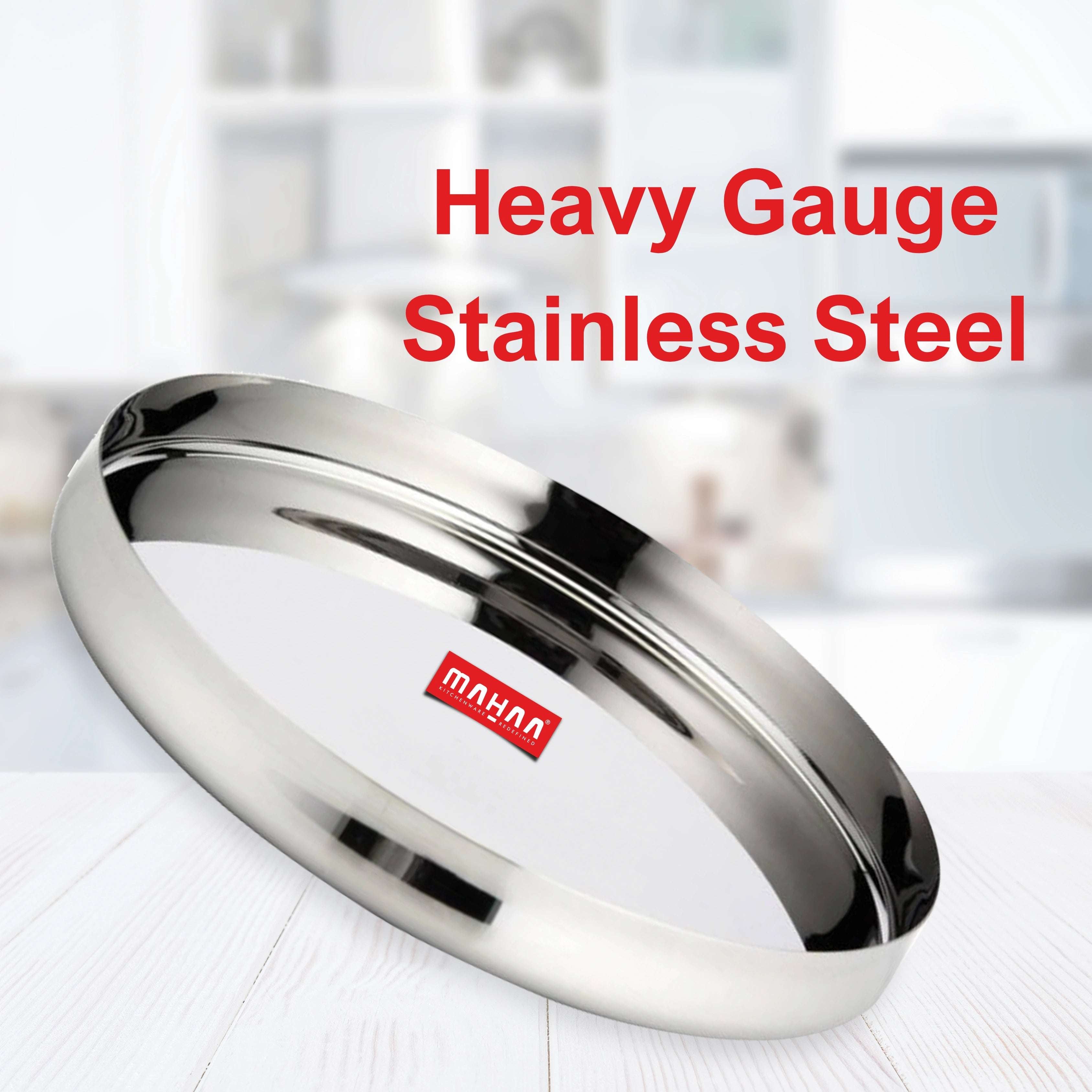 Stainless Steel Bulging Thali – 2 Pcs Set | High Quality | Mirror Finish | Durable & Rust-Free | Ideal for Daily & Festive Use