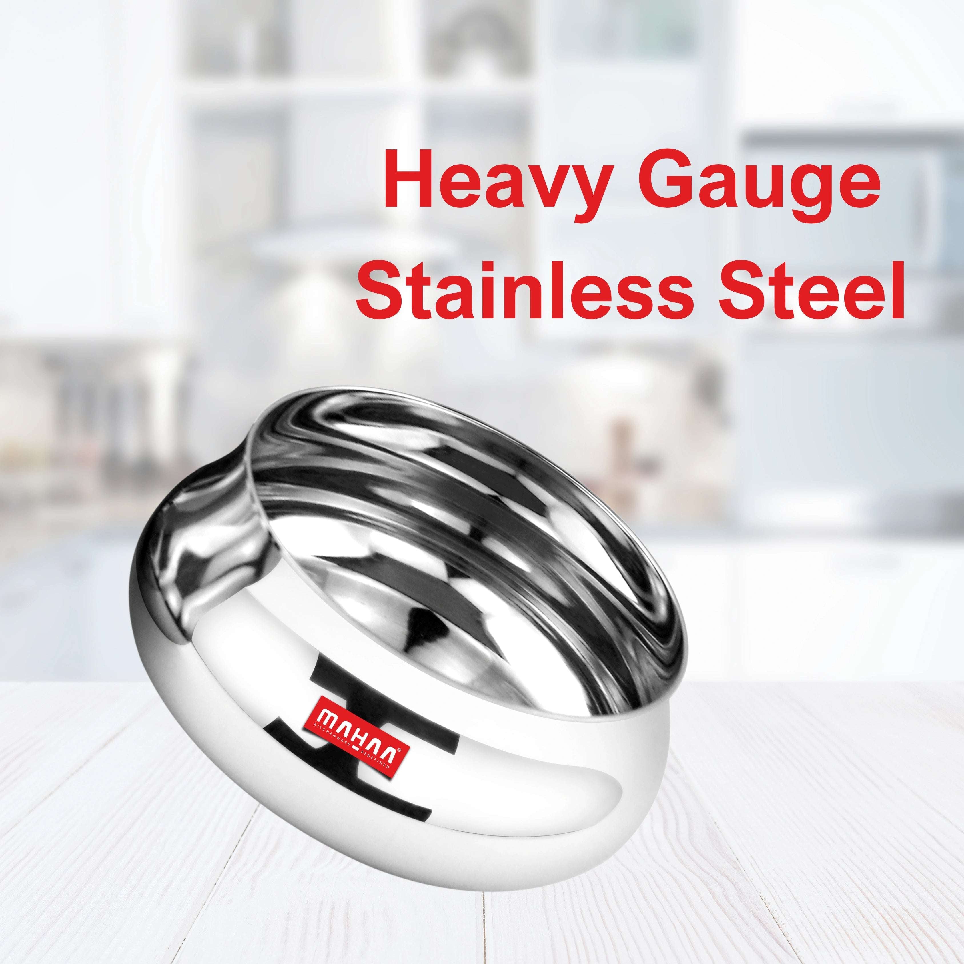 Stainless Steel Bulging Katori – 2 Pcs Set | High Quality | Mirror Finish | Rust-Free & Dishwasher Safe | Ideal for Curries, Sweets & Side Servings