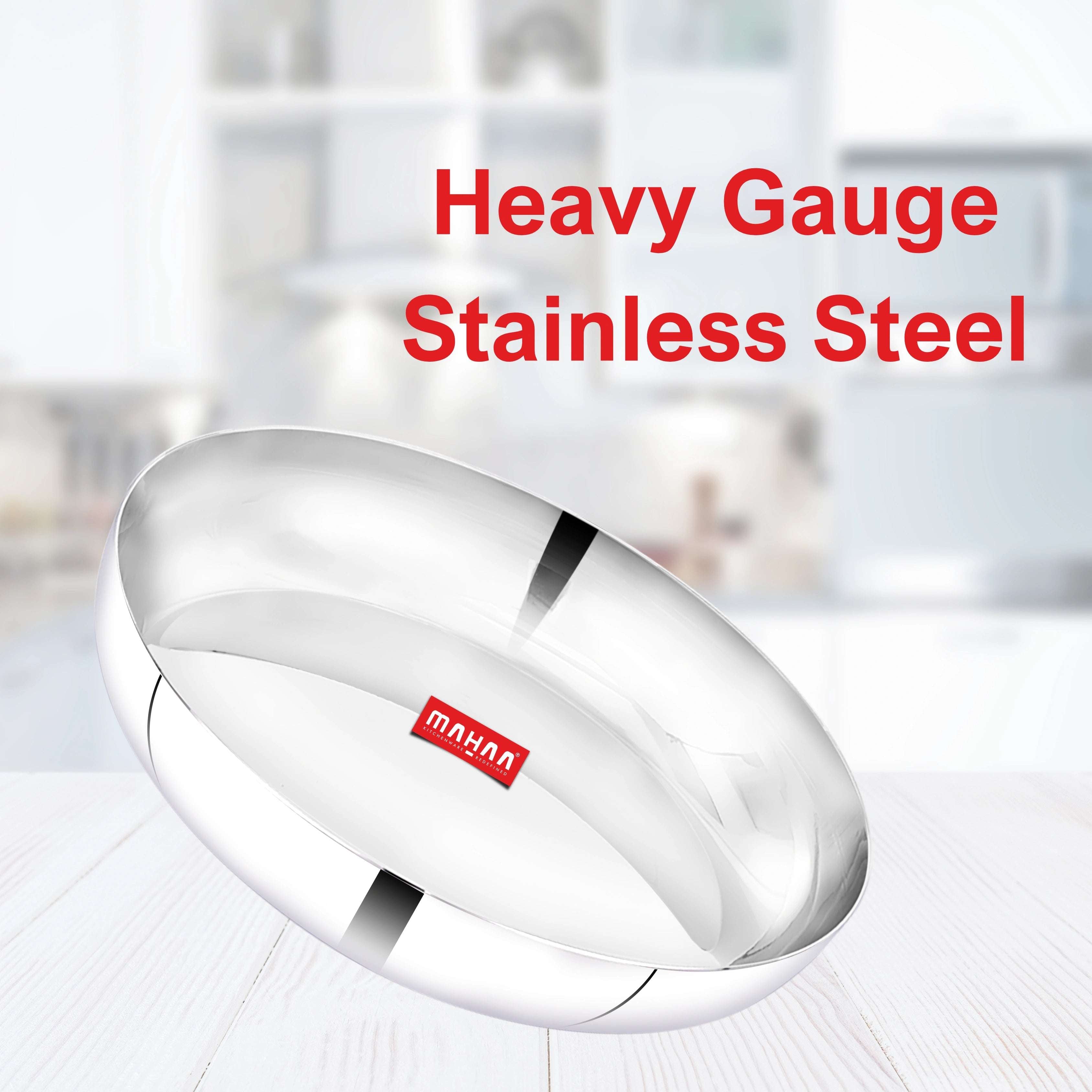 Stainless Steel Halwa Plate – 2 Pcs Set | High Quality | Mirror Finish | Rust-Free & Dishwasher Safe | Perfect for Serving Indian Desserts