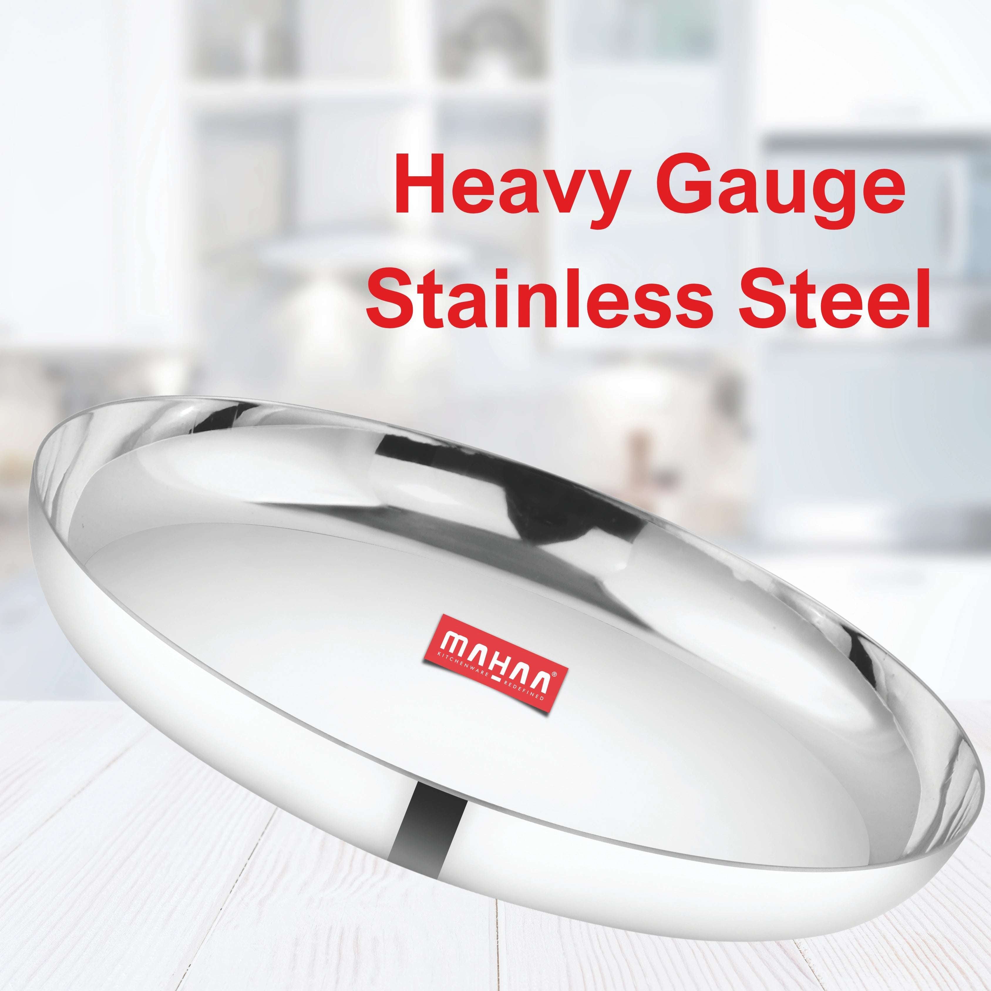 Stainless Steel China Plate - 2 Pcs Set | High Quality | Elegant Mirror Polish | Durable & Rust-Free | Ideal for Daily & Festive Use