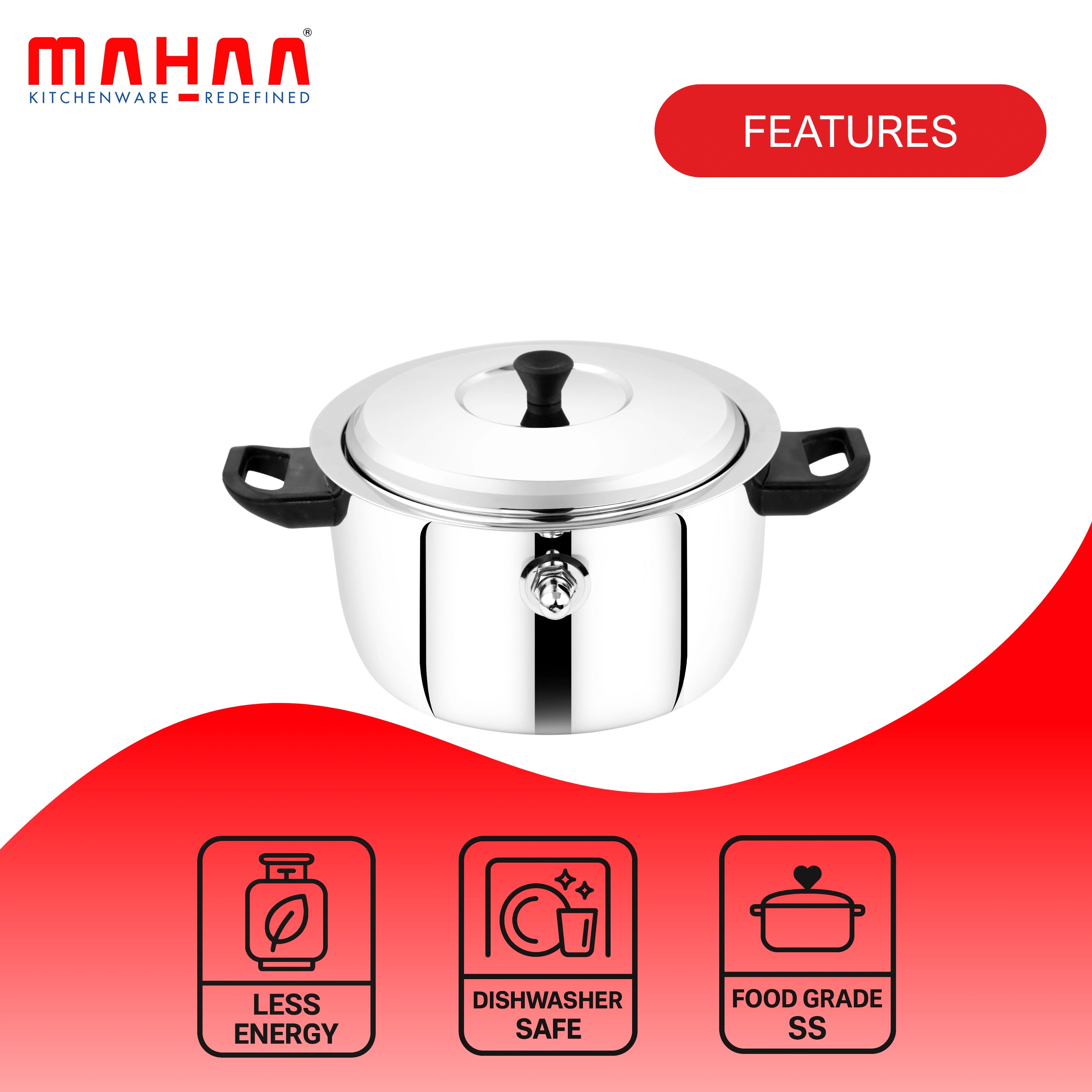MAHAA Stainless Steel Milk Boiler with Whistle – Spill-Free | Induction & Gas Compatible | Snug-Fit Lid | StayCool+ Handle & Lid Knob | Free ₹300 SS Water Bottle