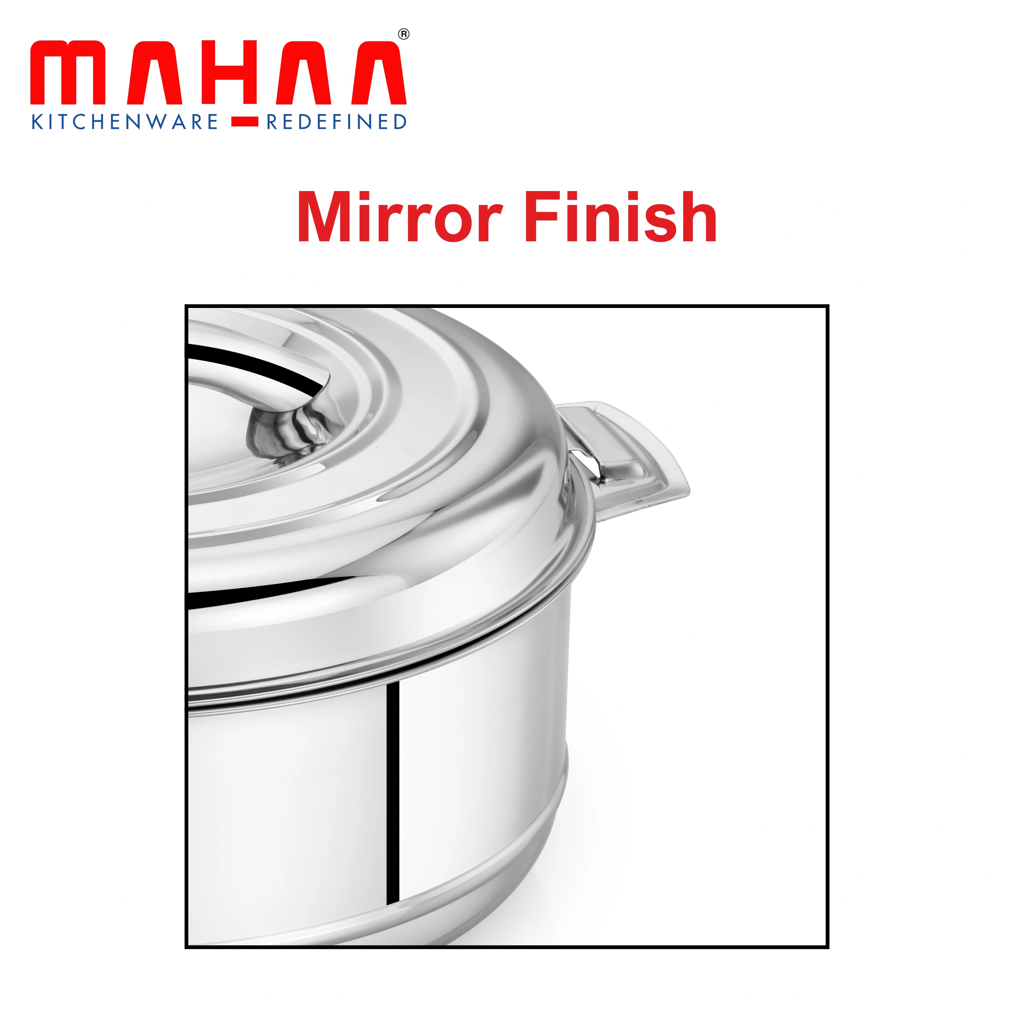 MAHAA Aspen Stainless Steel Insulated Casserole – Snug-Fit Lock | Hot Pot for Roti-Rice-Gravy-Curry | Retains Temperature, Twist Lock | Free ₹300 SS Water Bottle