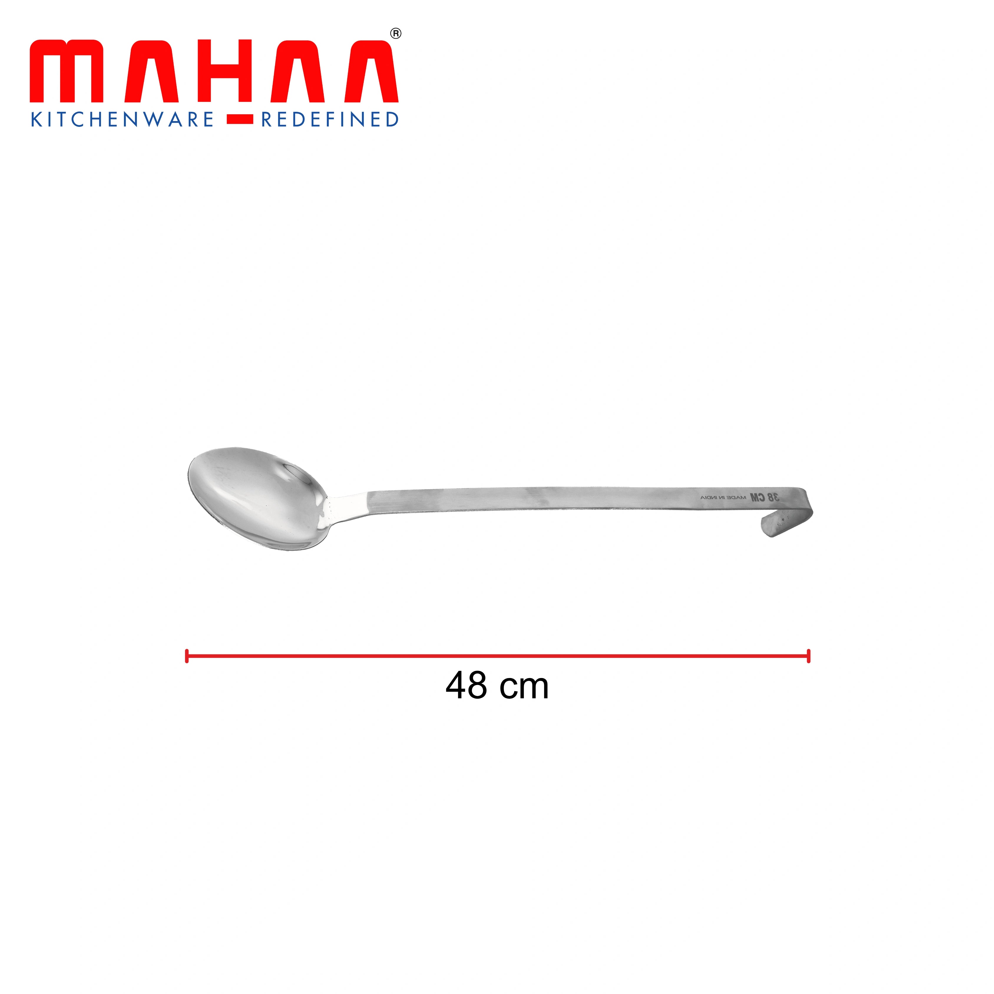 MAHAA Stainless Steel Basting Spoon – Long Handle | Heat-Resistant | Rust-Free | Ideal for Skimming, Stirring & Serving | 33/38/52 CM