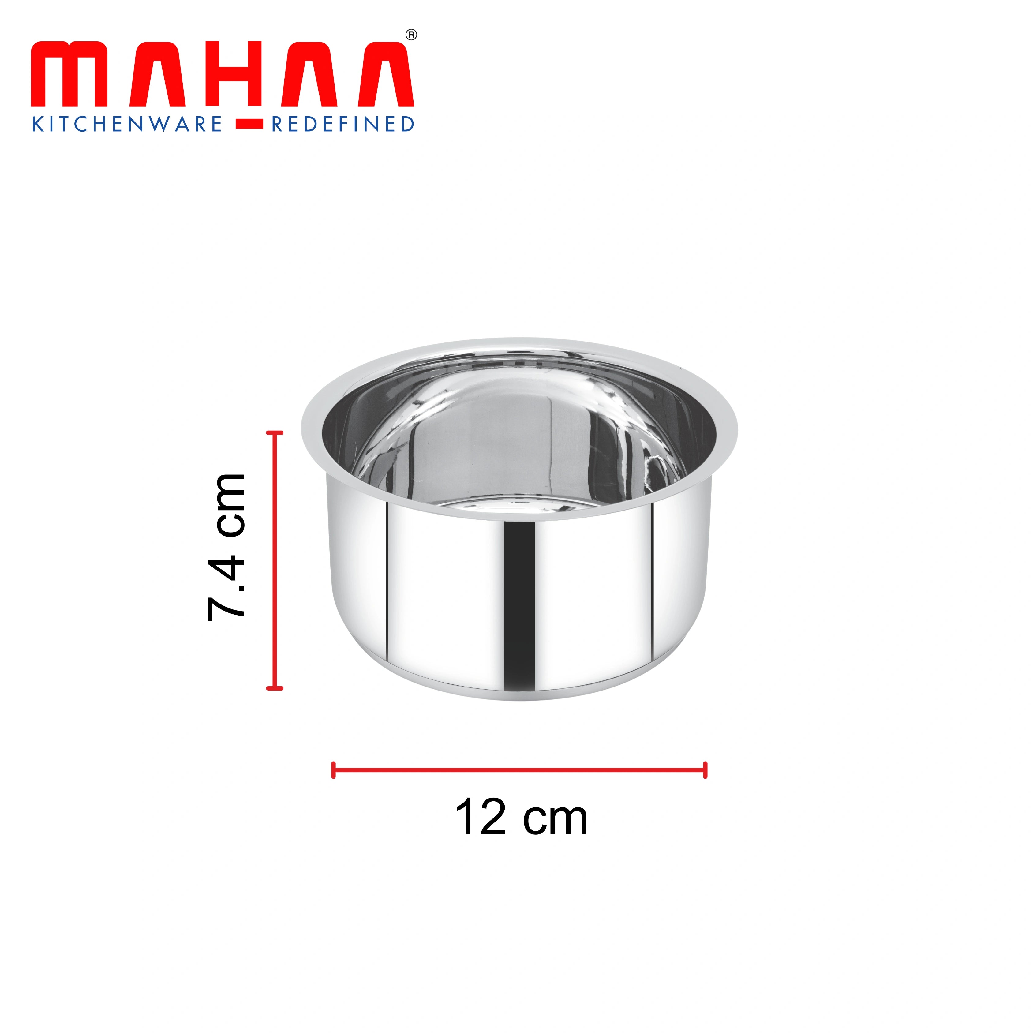 MAHAA Avanti Stainless Steel Tope 5 Pc Set – Premium Quality | Multipurpose Cook & Serve Handi | Tri Ply Base | Non-stick | Gas & Induction Compatible | 12 CM + 14 CM + 16 CM + 18 CM + 20 CM