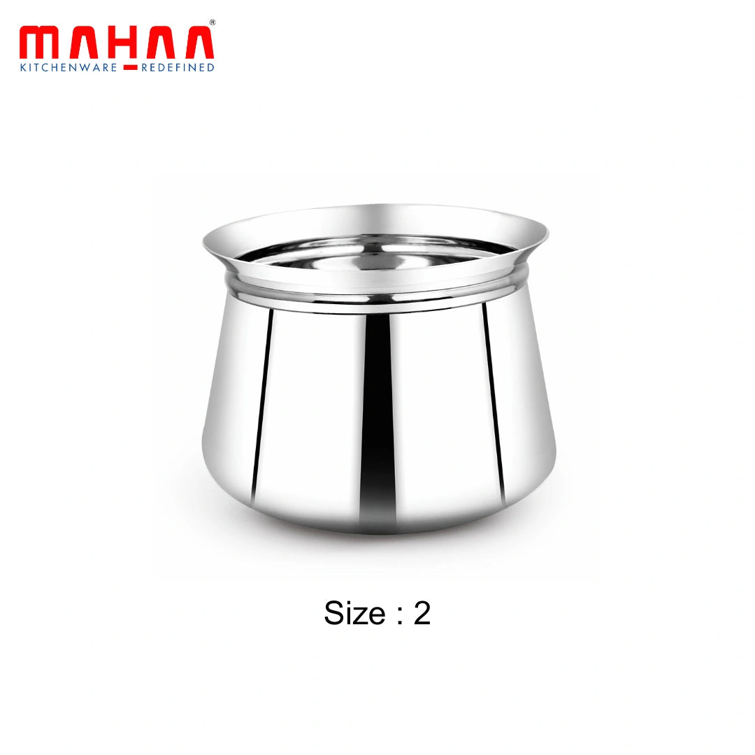 MAHAA Stainless Steel Madras Handi Set of 6 Pcs – Kitchen Serving, Cooking Bowl | Handi Set | Biryani Handi for Kitchen & Restaurant | Cookware Set