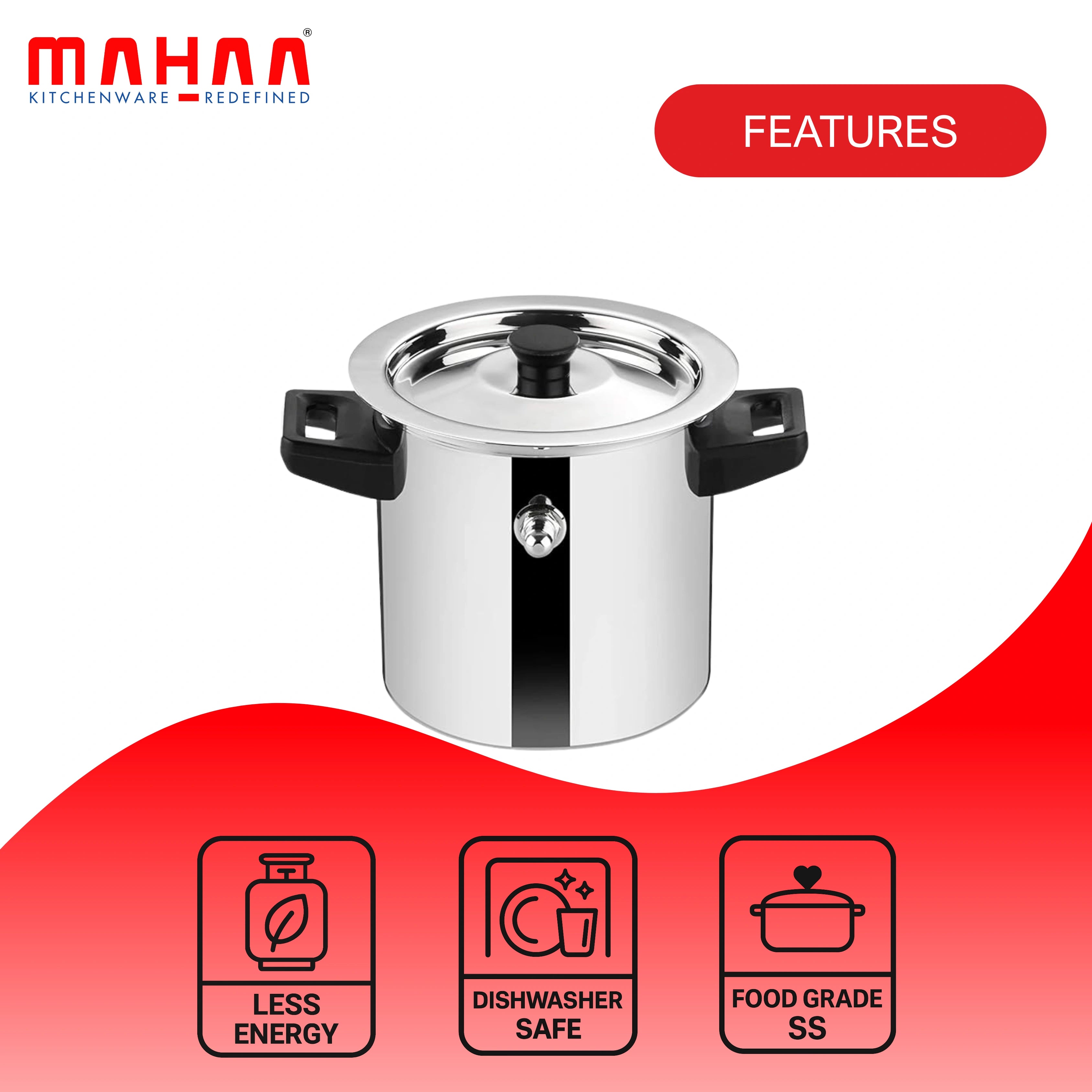 MAHAA Stainless Steel Tall Milk Boiler with Whistle – Spill-Free | Induction & Gas Compatible | Snug-Fit Lid | StayCool+ Handle & Lid Knob
