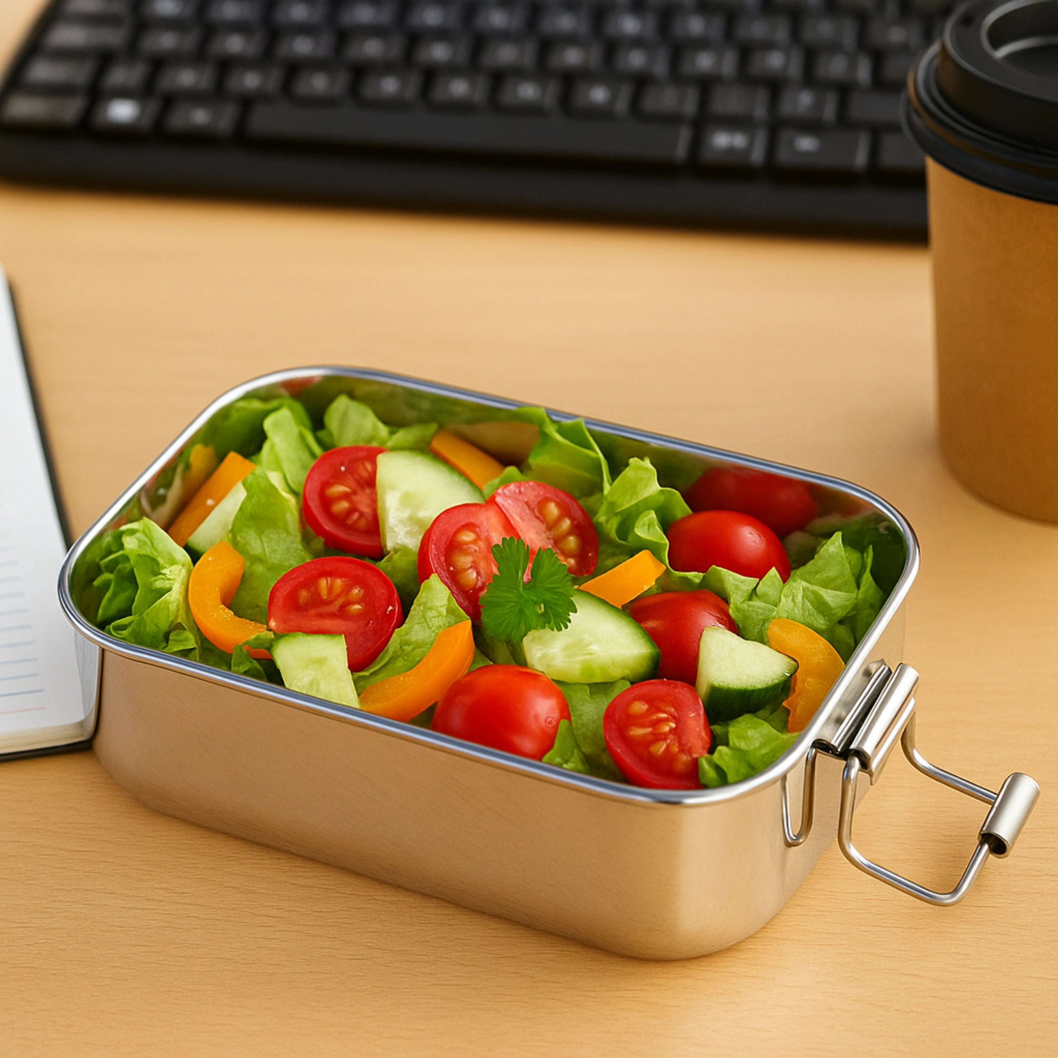 Linea Stainless Steel Lunch Box – Rectangular Box with Divider Plate | Compact, Durable & Ideal for Office or School Use