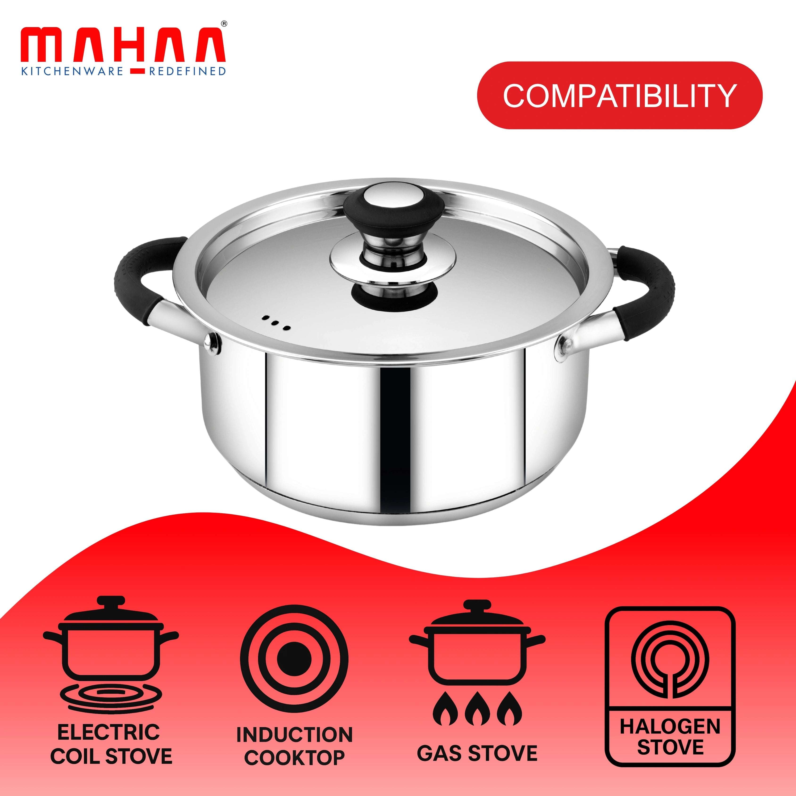 Chroma Triply Cookware Combo Set – Frypan & Casserole (22CM + 22CM) | Induction & Gas Compatible | Stainless Steel with Lid | No Coating, 100% Food-Safe