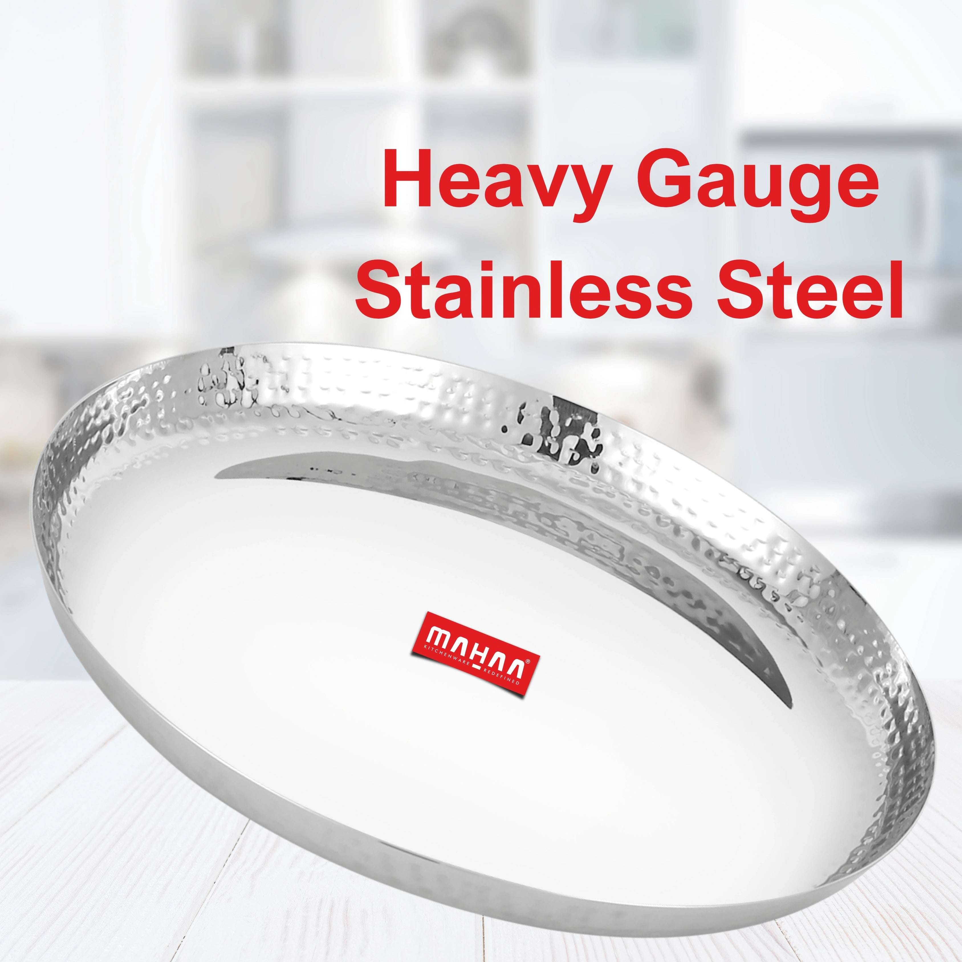 Stainless Steel China Plate - 2 Pcs Set | High Quality | Hammered Finish | Durable & Rust-Free | Ideal for Daily & Festive Use