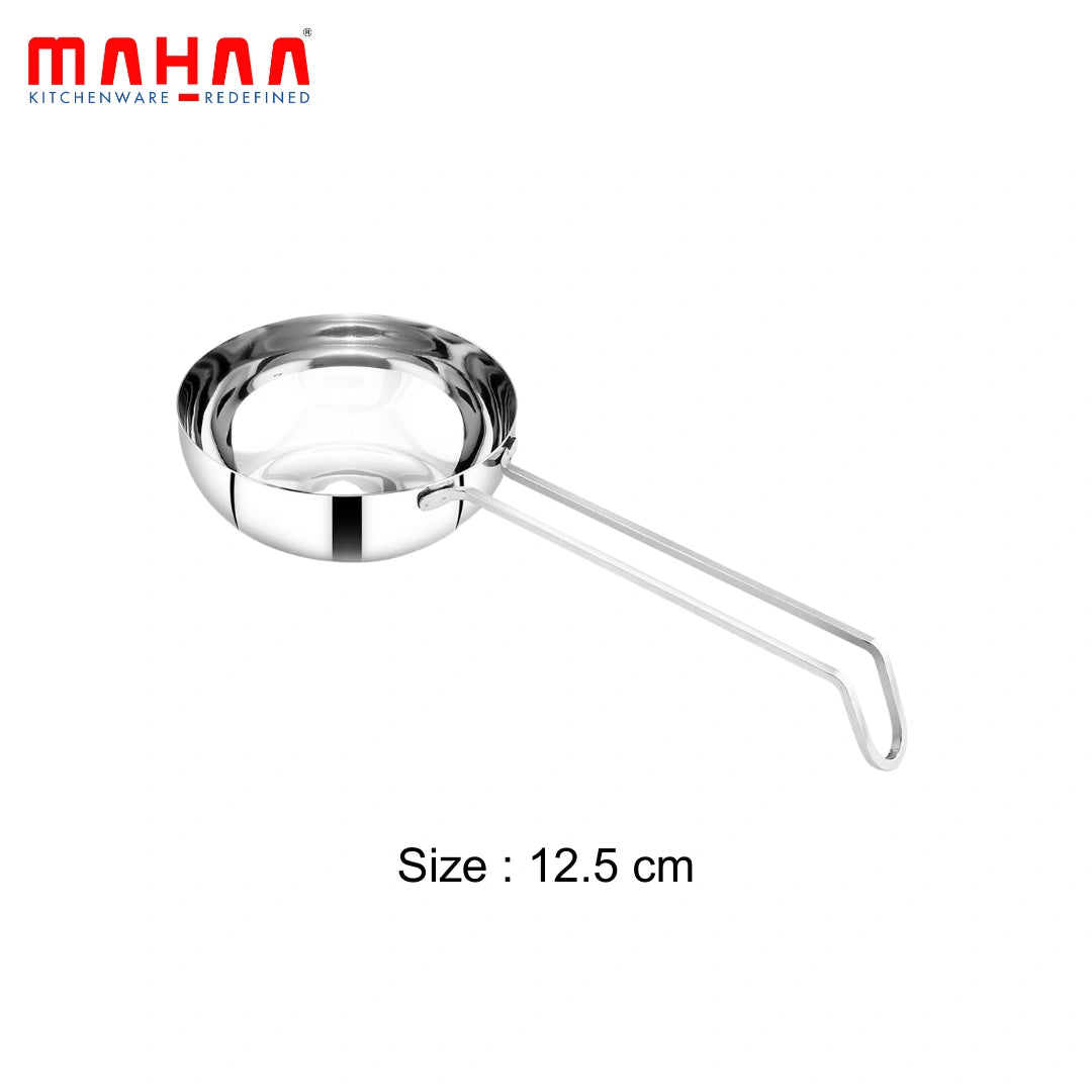 MAHAA Stainless Steel Tadka Pan with Cool-Touch Handle – 10CM, 11CM, 12.5CM | Induction, Gas & Electric Compatible | For Spice Tempering/Seasoning, Long Wire Handle, Smooth Finished Surface