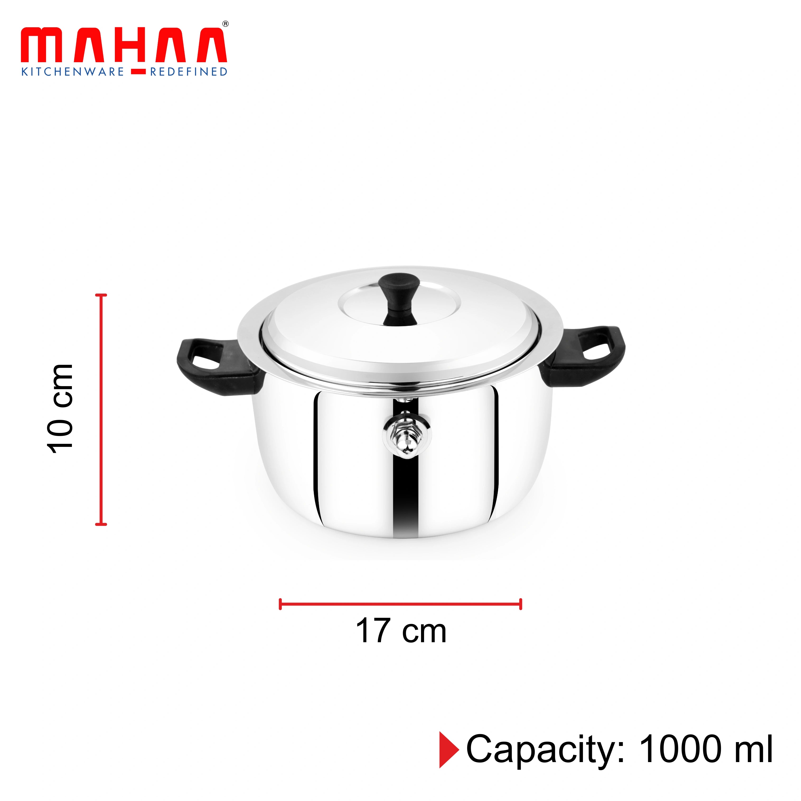 MAHAA Stainless Steel Milk Boiler with Whistle – Spill-Free | Induction & Gas Compatible | Snug-Fit Lid | StayCool+ Handle & Lid Knob | Free ₹300 SS Water Bottle