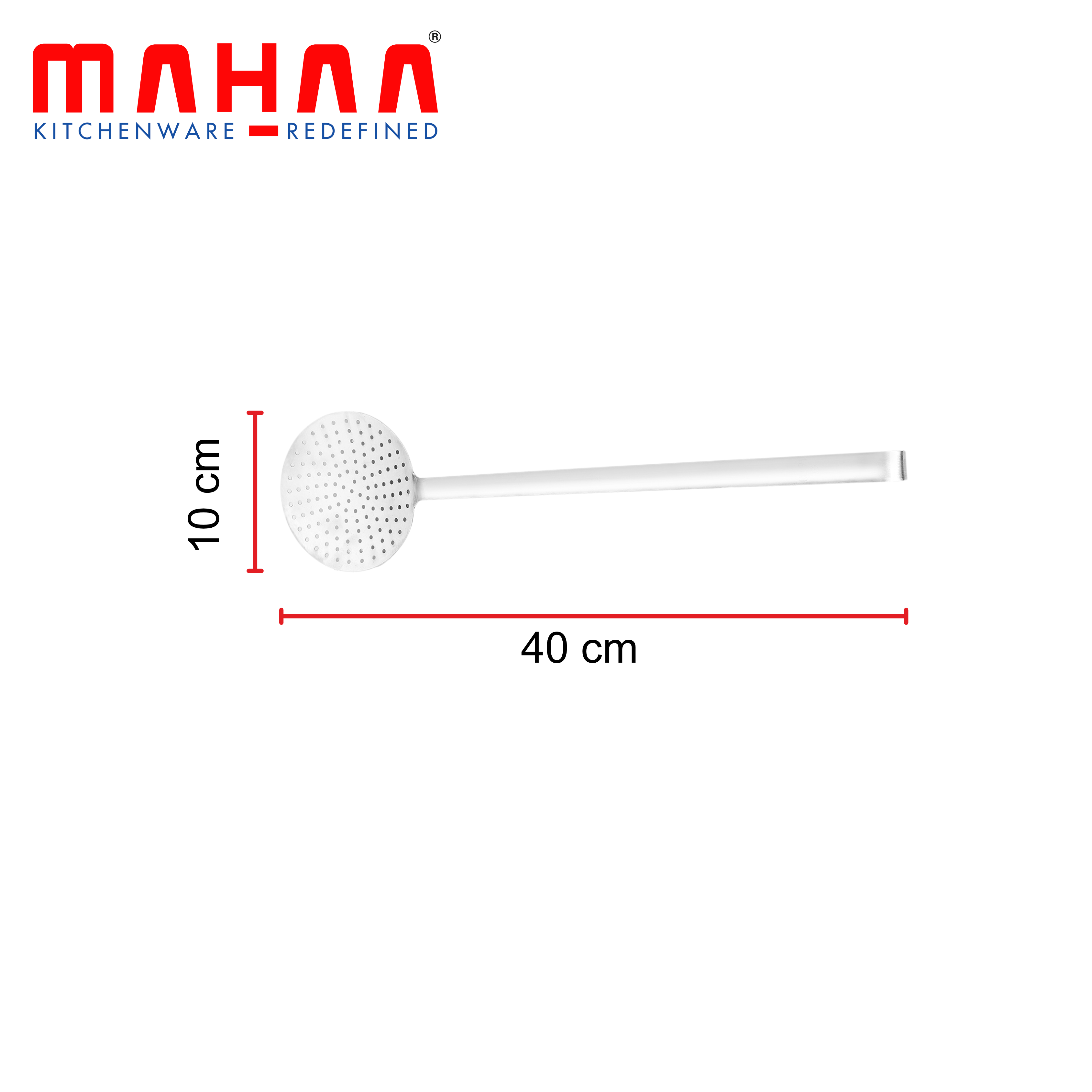 MAHAA Stainless Steel Skimmer – Heat-Resistant Handle | Rust-Free | Ideal for Deep Frying, Draining & Straining | 8/10/12/14/16/18/20 CM