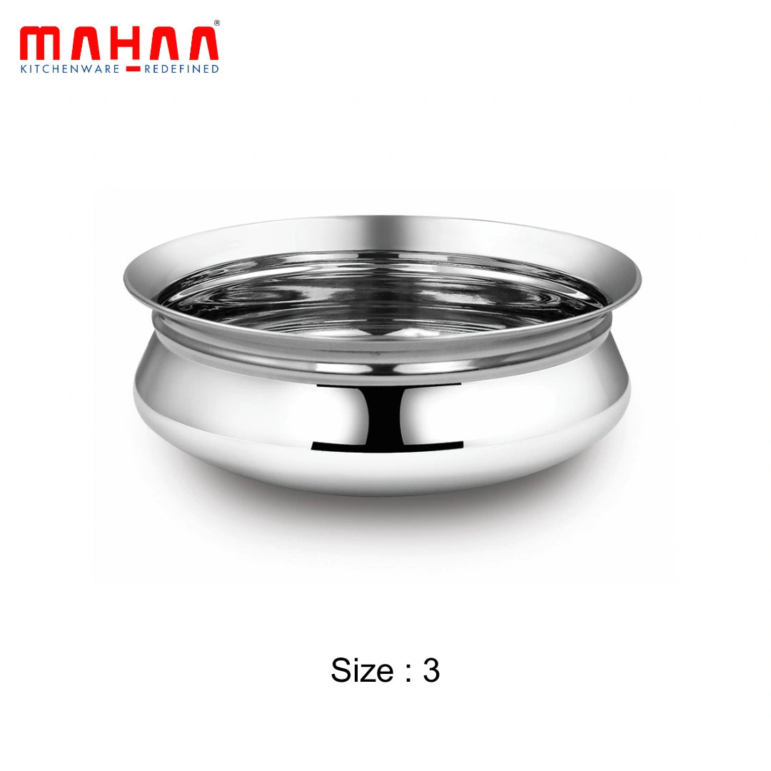 MAHAA Stainless Steel Babycon Biryani Handi Set of 6 Pcs – Kitchen Serving, Cooking Bowl | Handi Set | Biryani Handi for Kitchen & Restaurant | Cookware Set