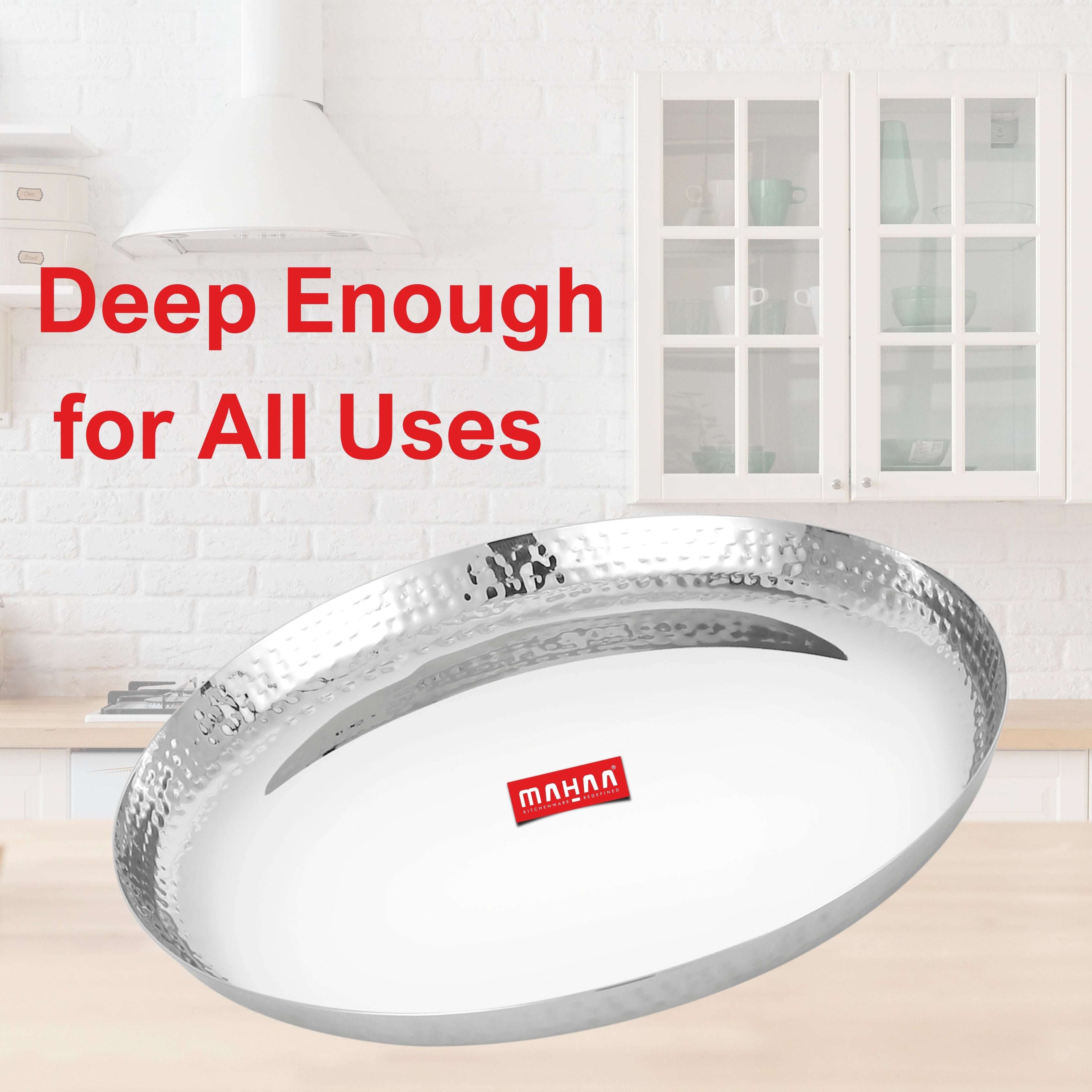 Stainless Steel China Plate - 2 Pcs Set | High Quality | Hammered Finish | Durable & Rust-Free | Ideal for Daily & Festive Use